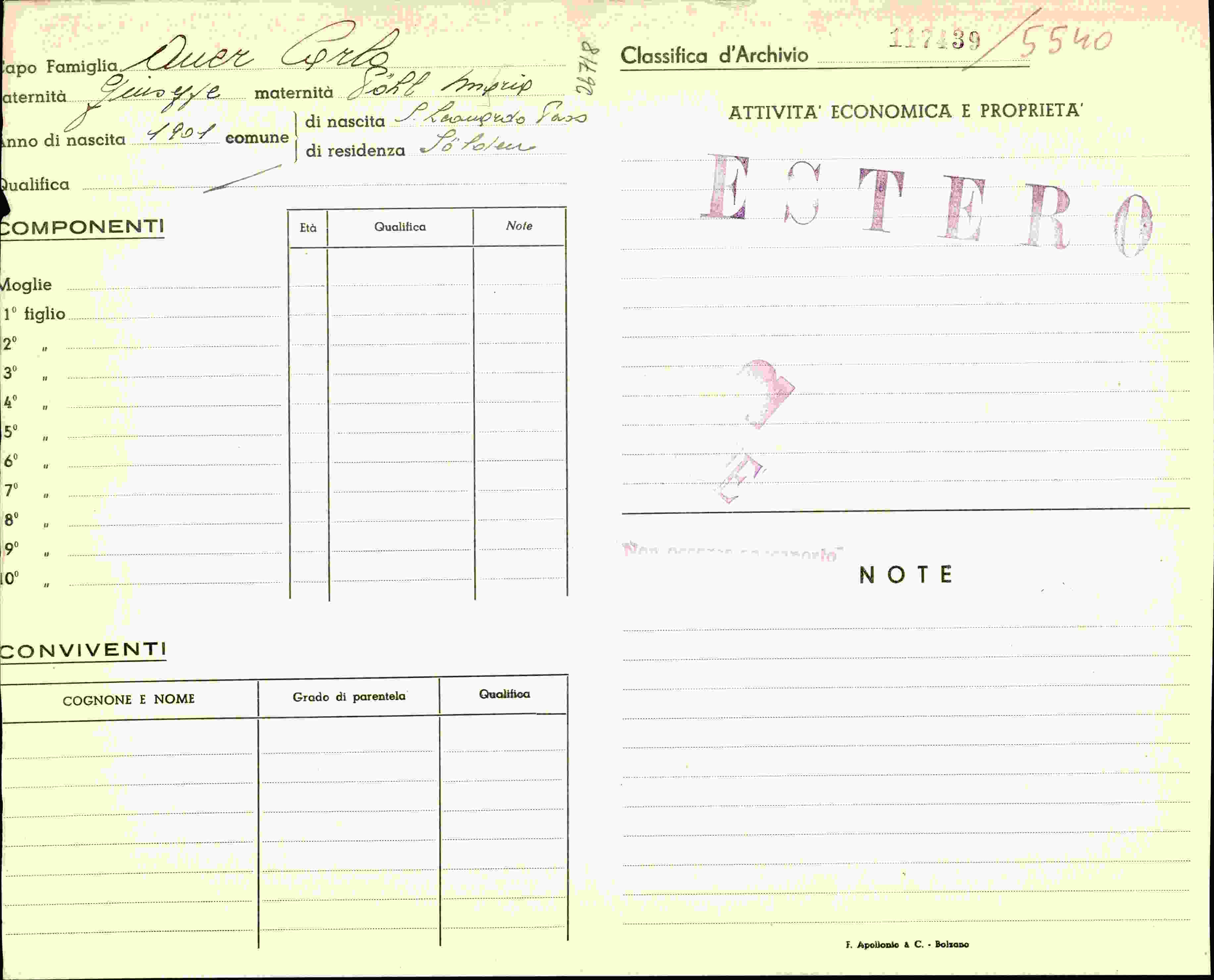 Vorderseite des Dokuments