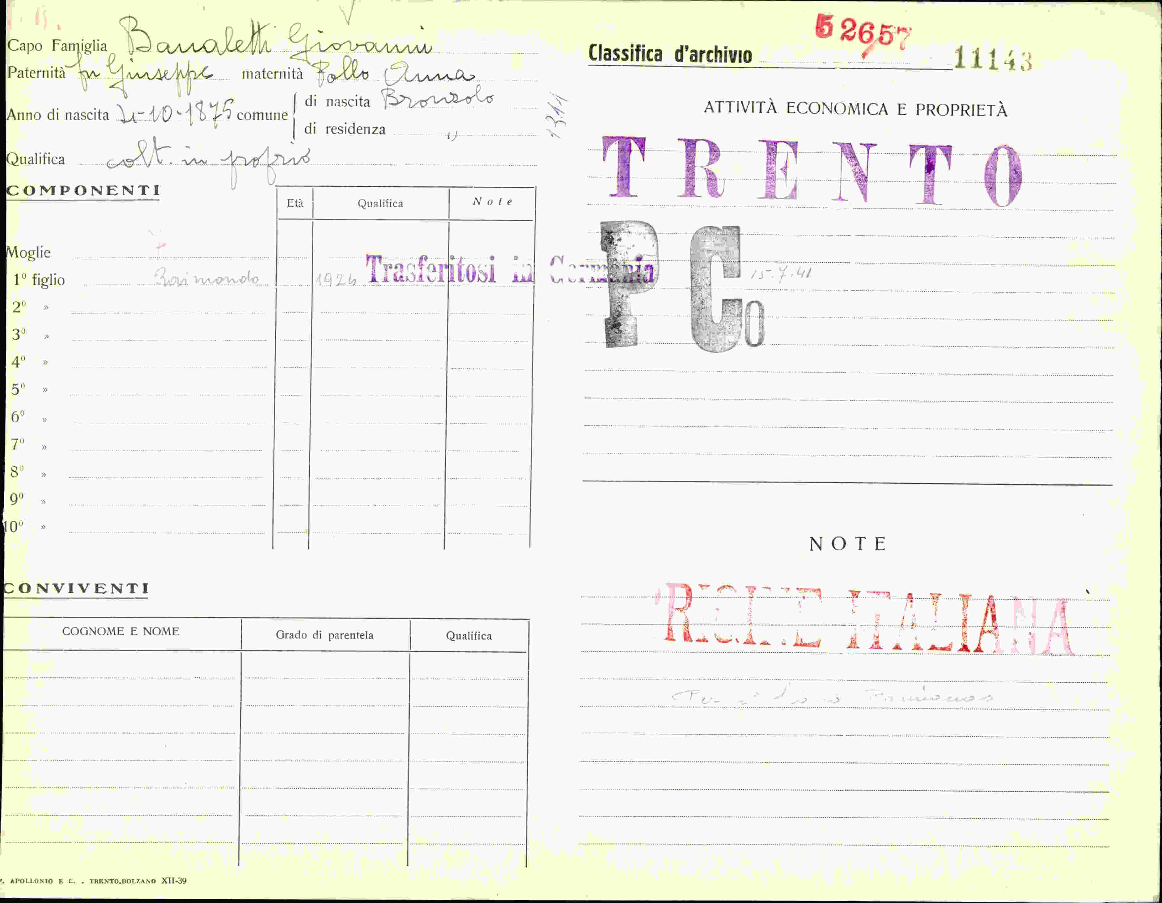 Vorderseite des Dokuments