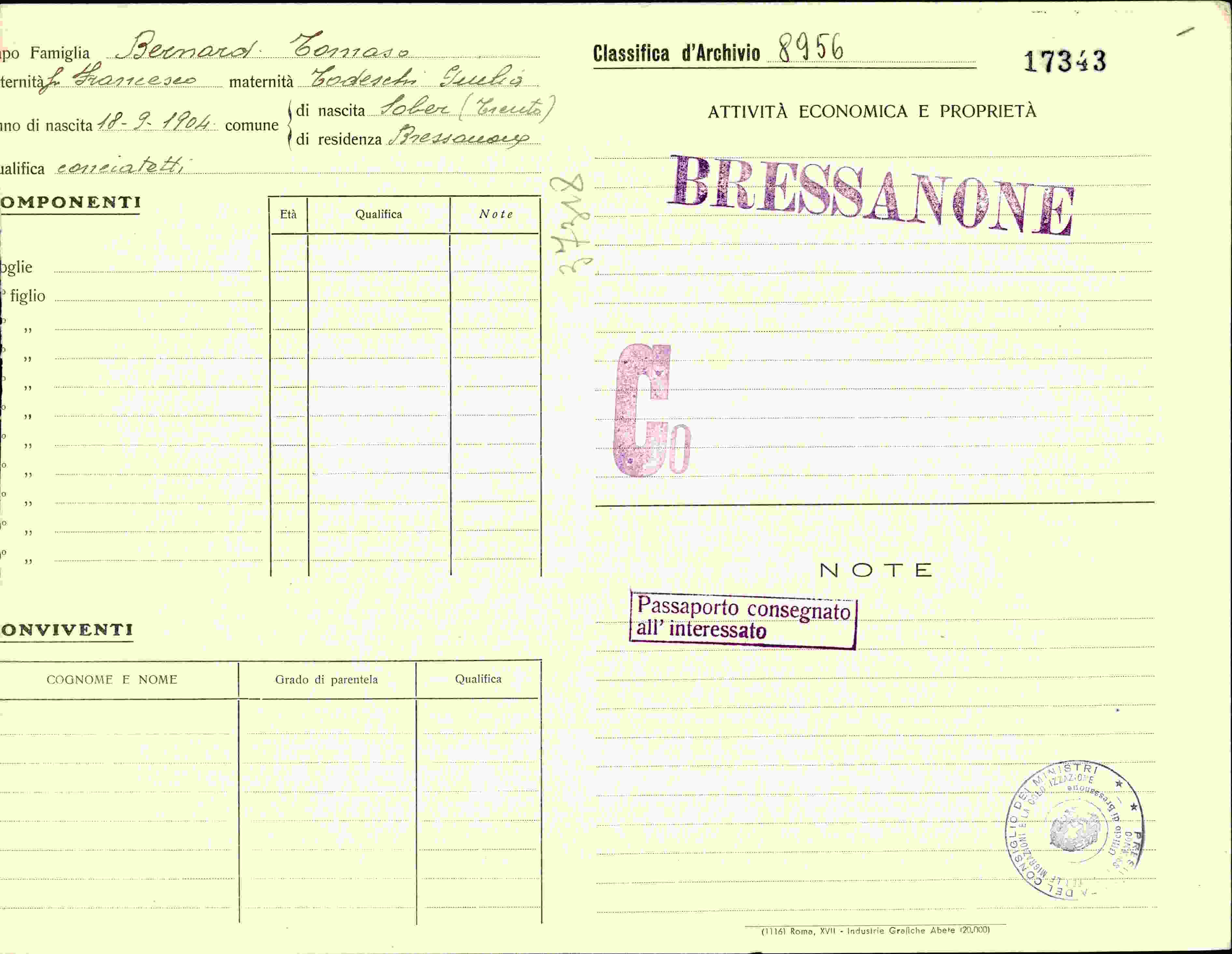 Vorderseite des Dokuments