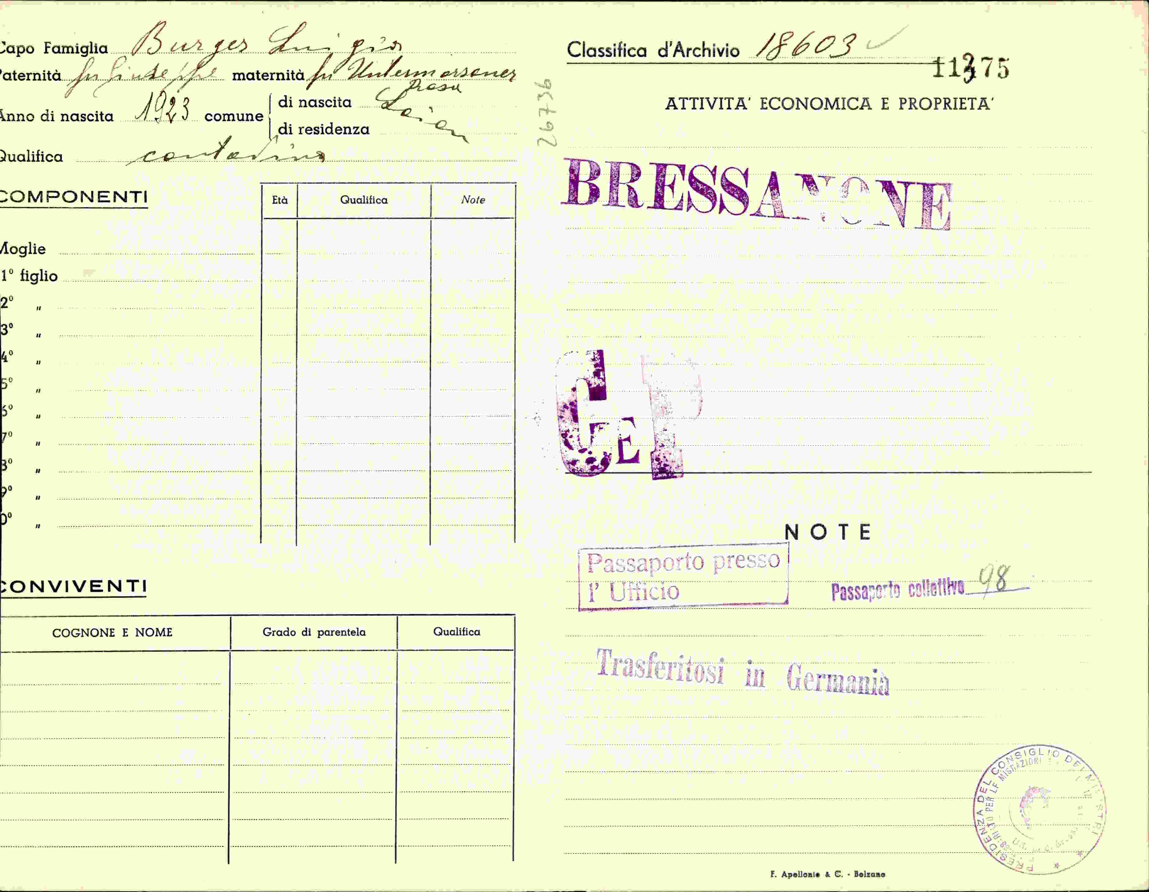 Vorderseite des Dokuments