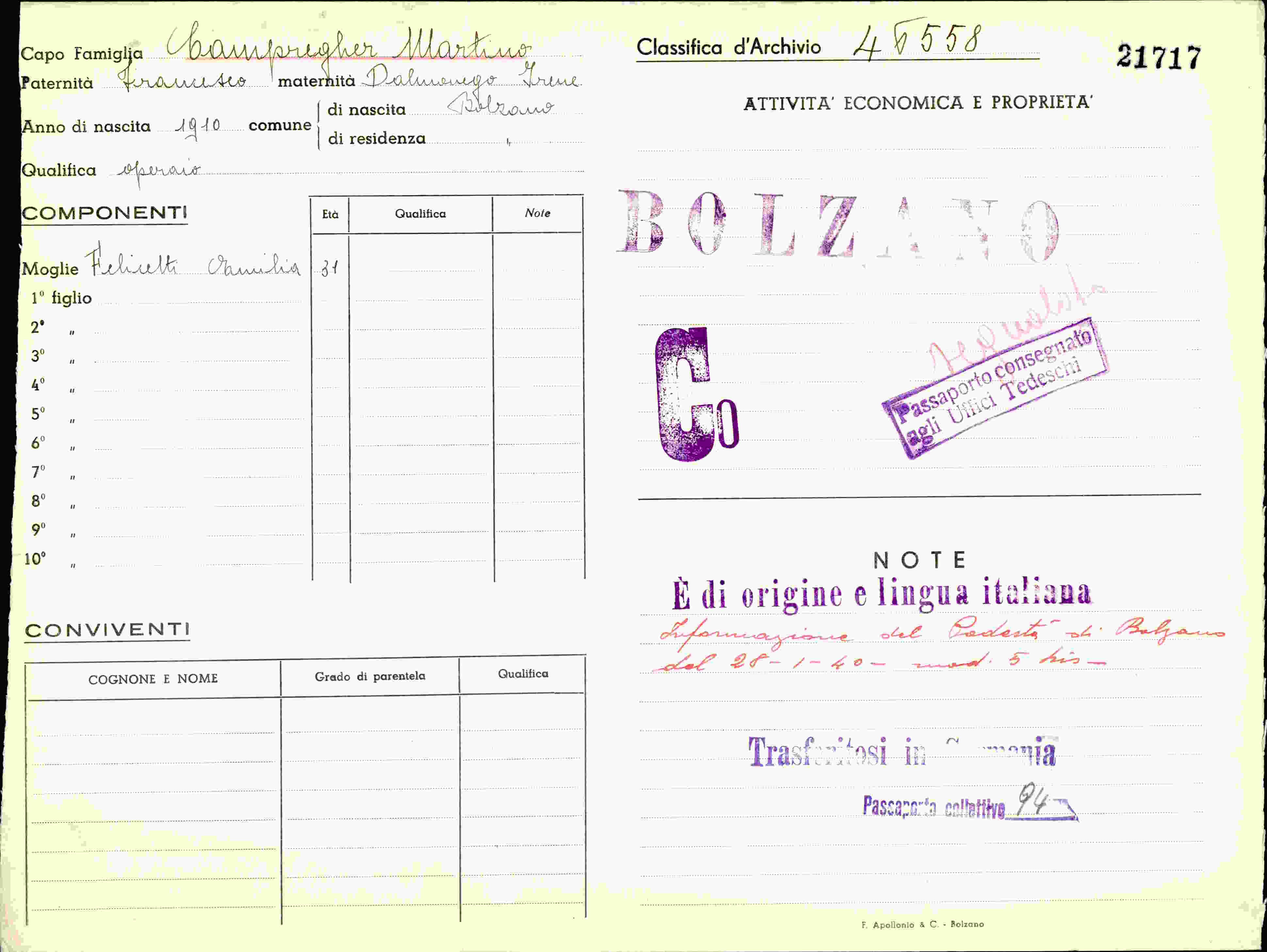 Vorderseite des Dokuments
