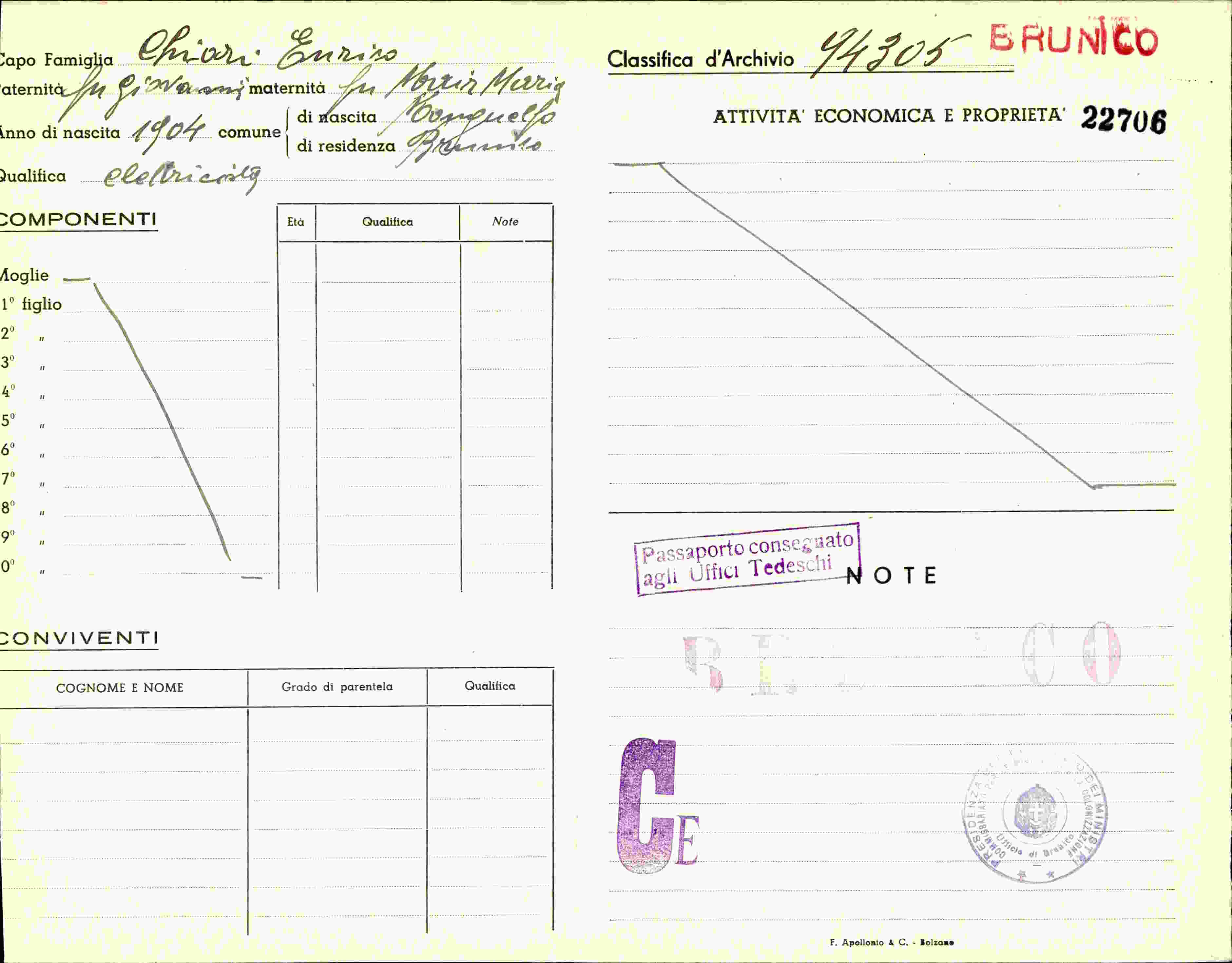 Dokument für Chiari Enrico