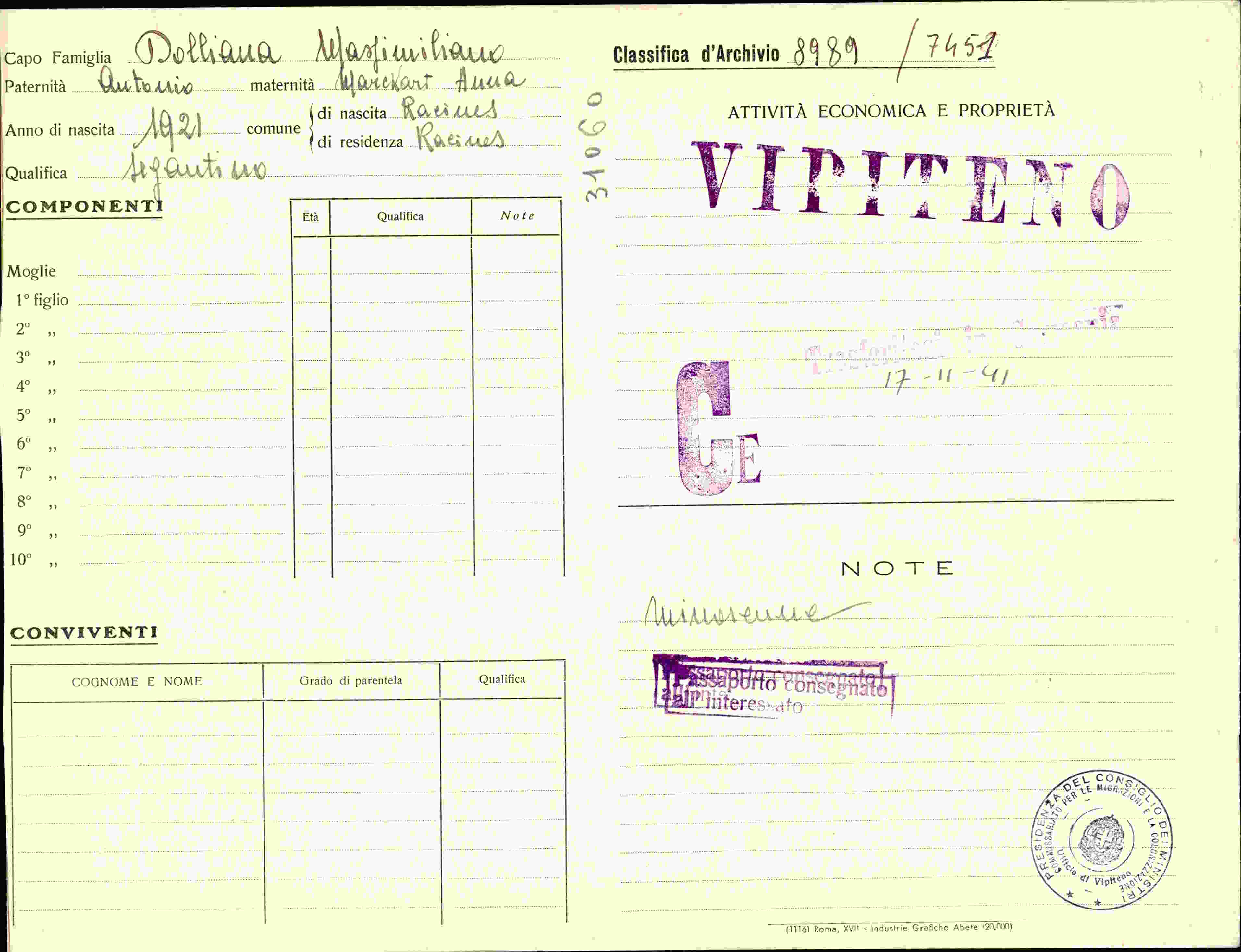Vorderseite des Dokuments