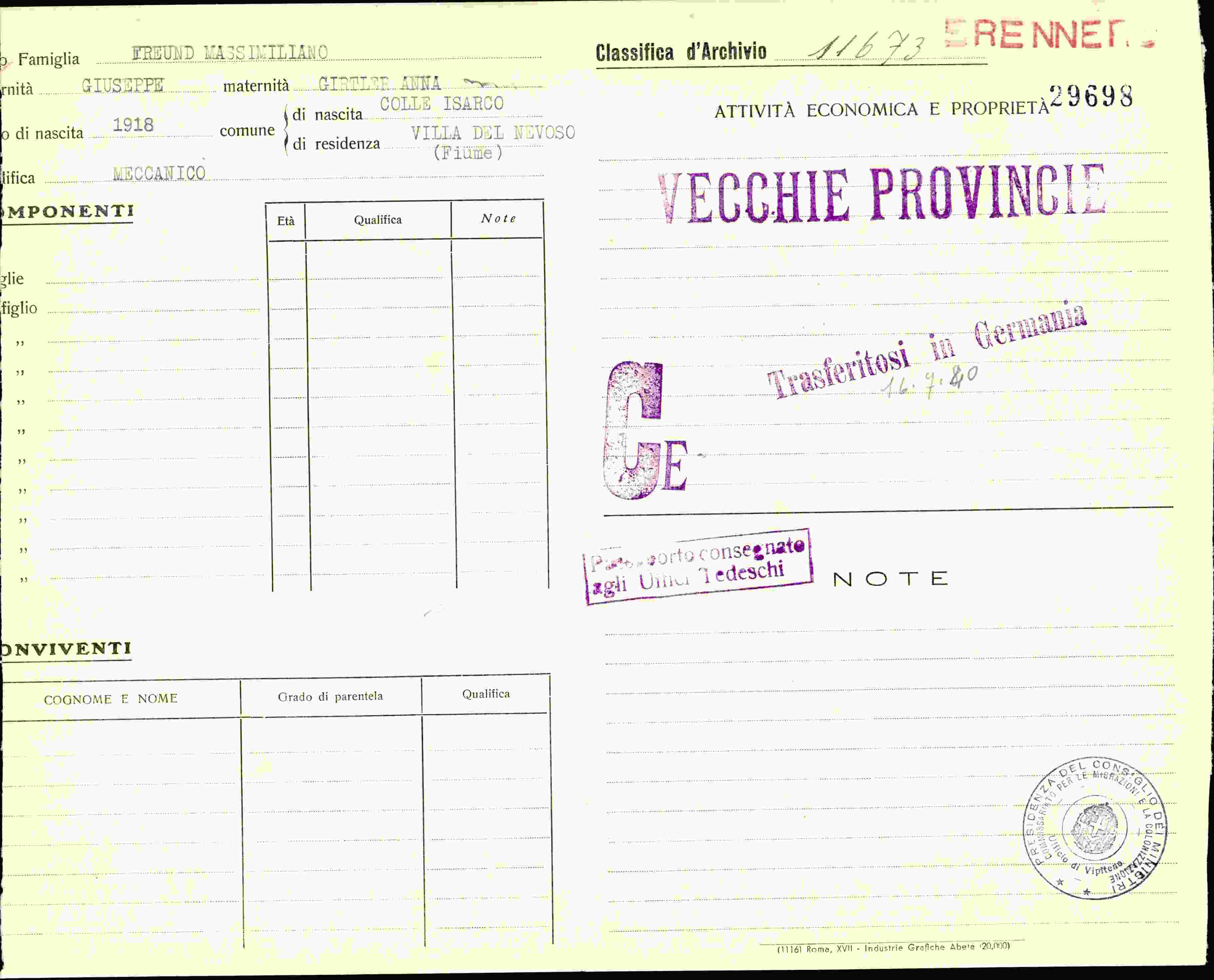 Vorderseite des Dokuments