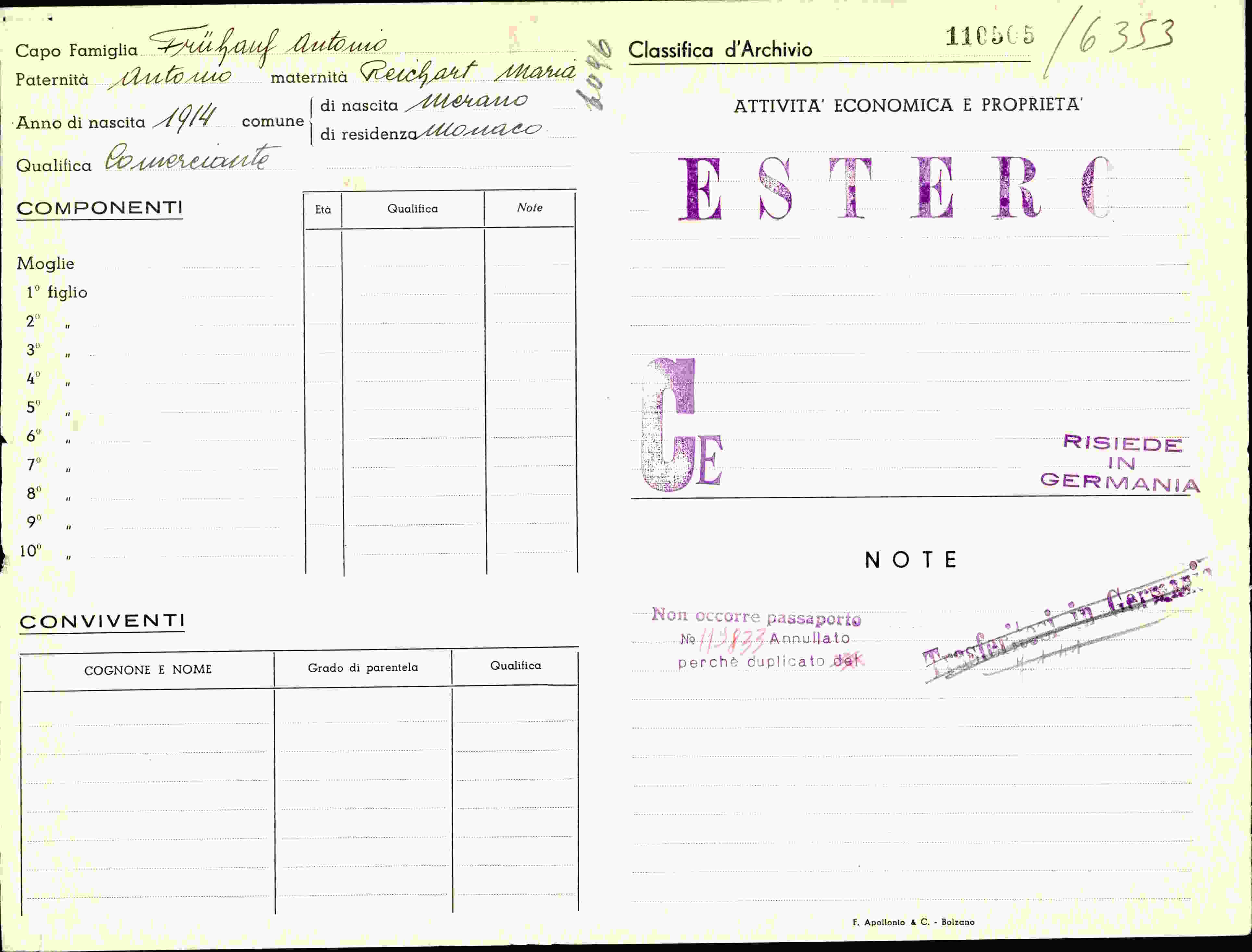 Vorderseite des Dokuments