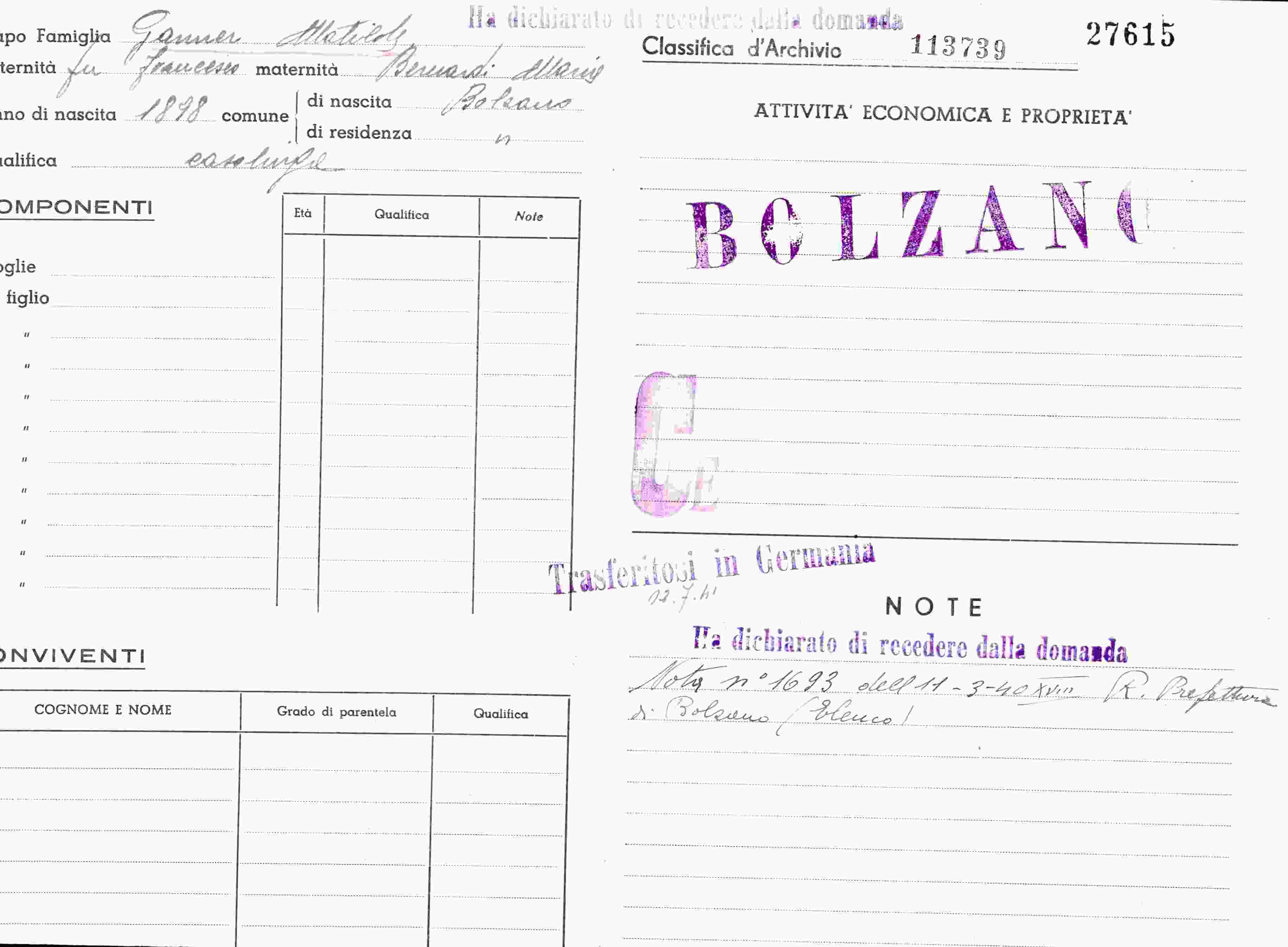 Vorderseite des Dokuments