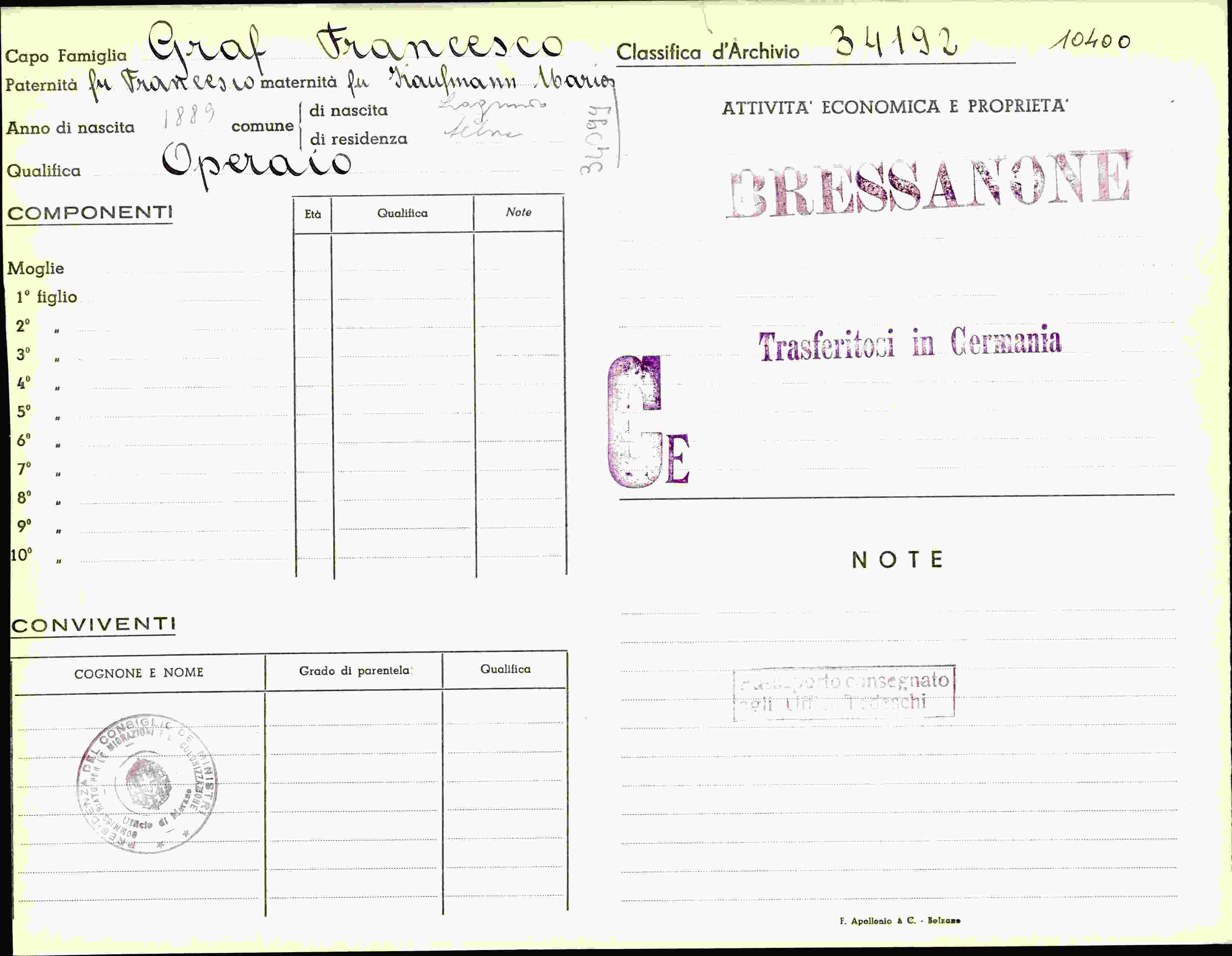 Vorderseite des Dokuments