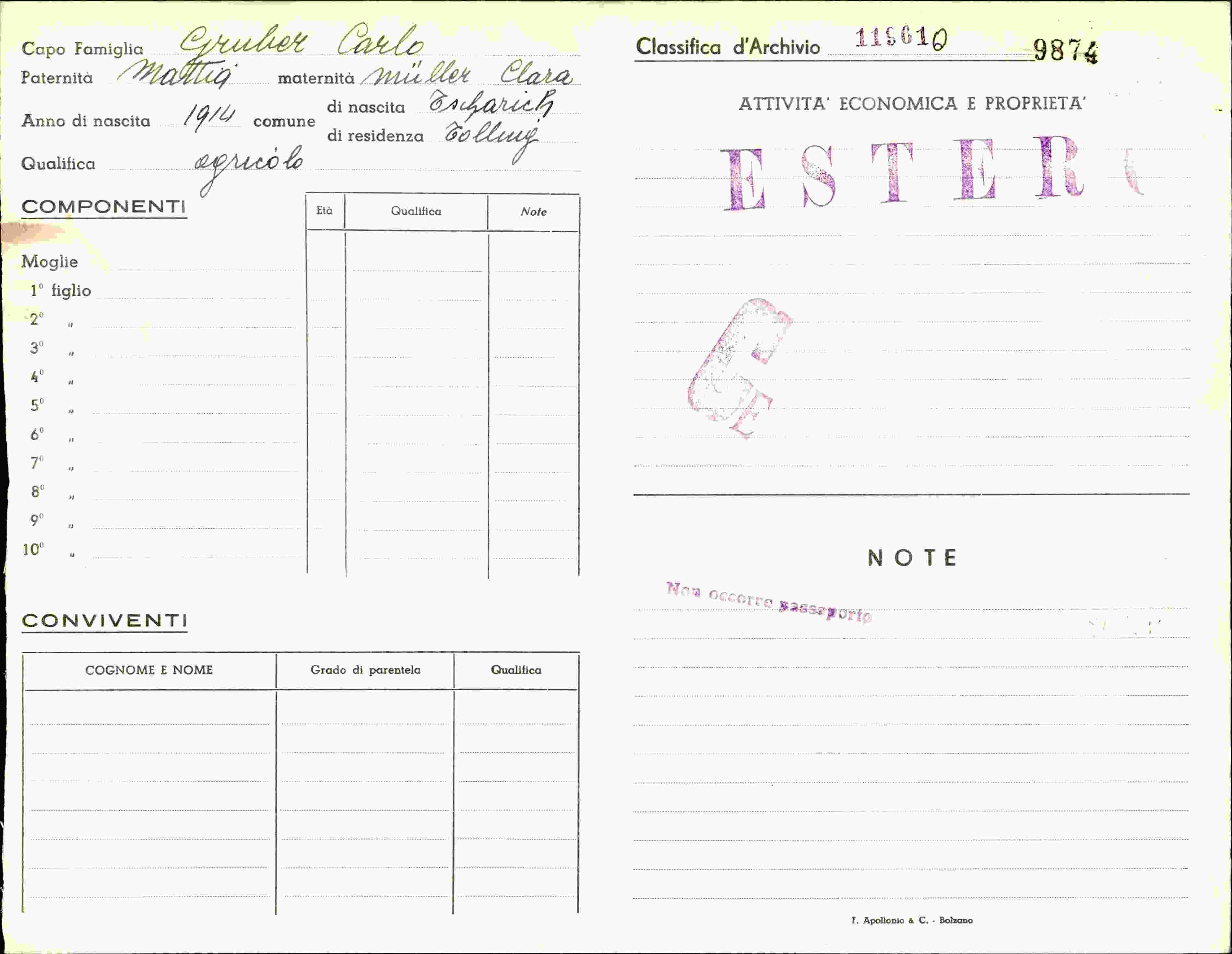 Vorderseite des Dokuments