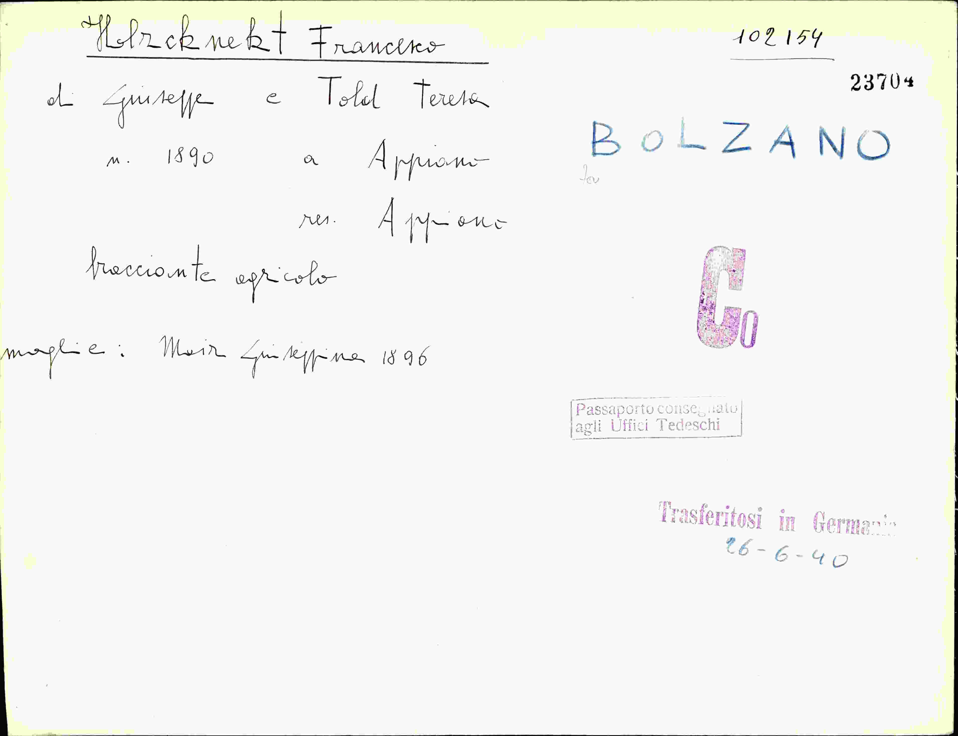 Vorderseite des Dokuments