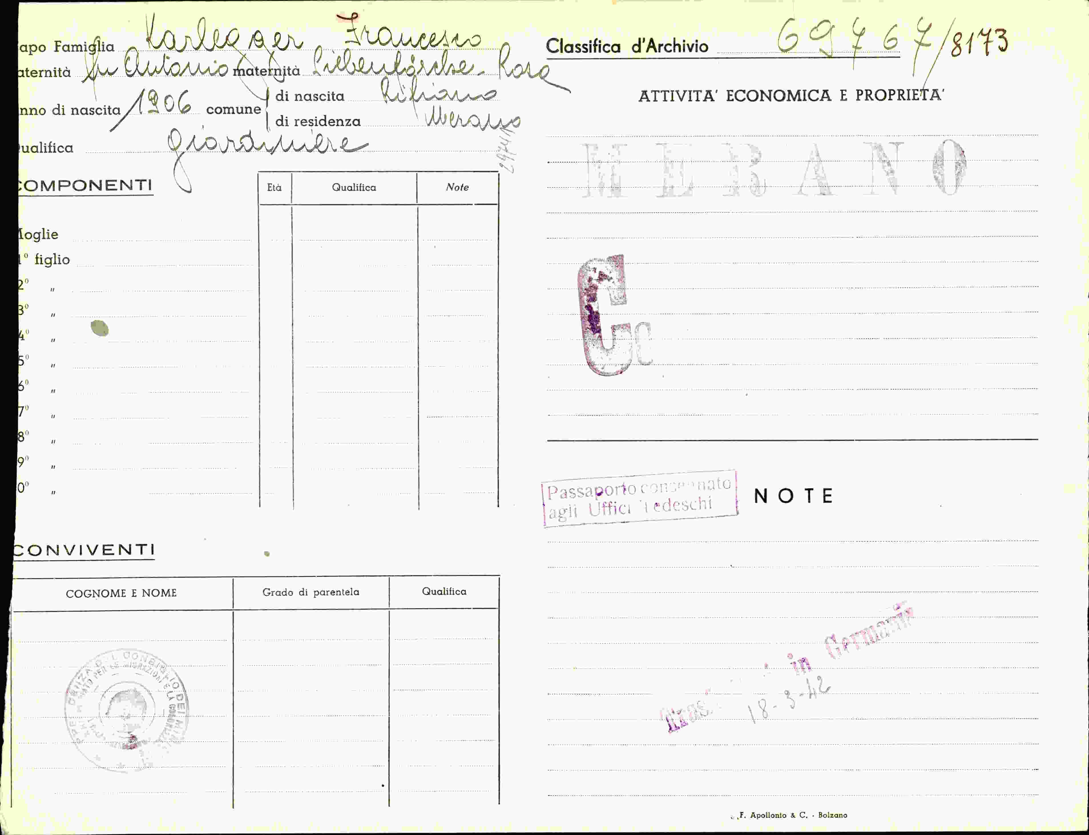 Vorderseite des Dokuments