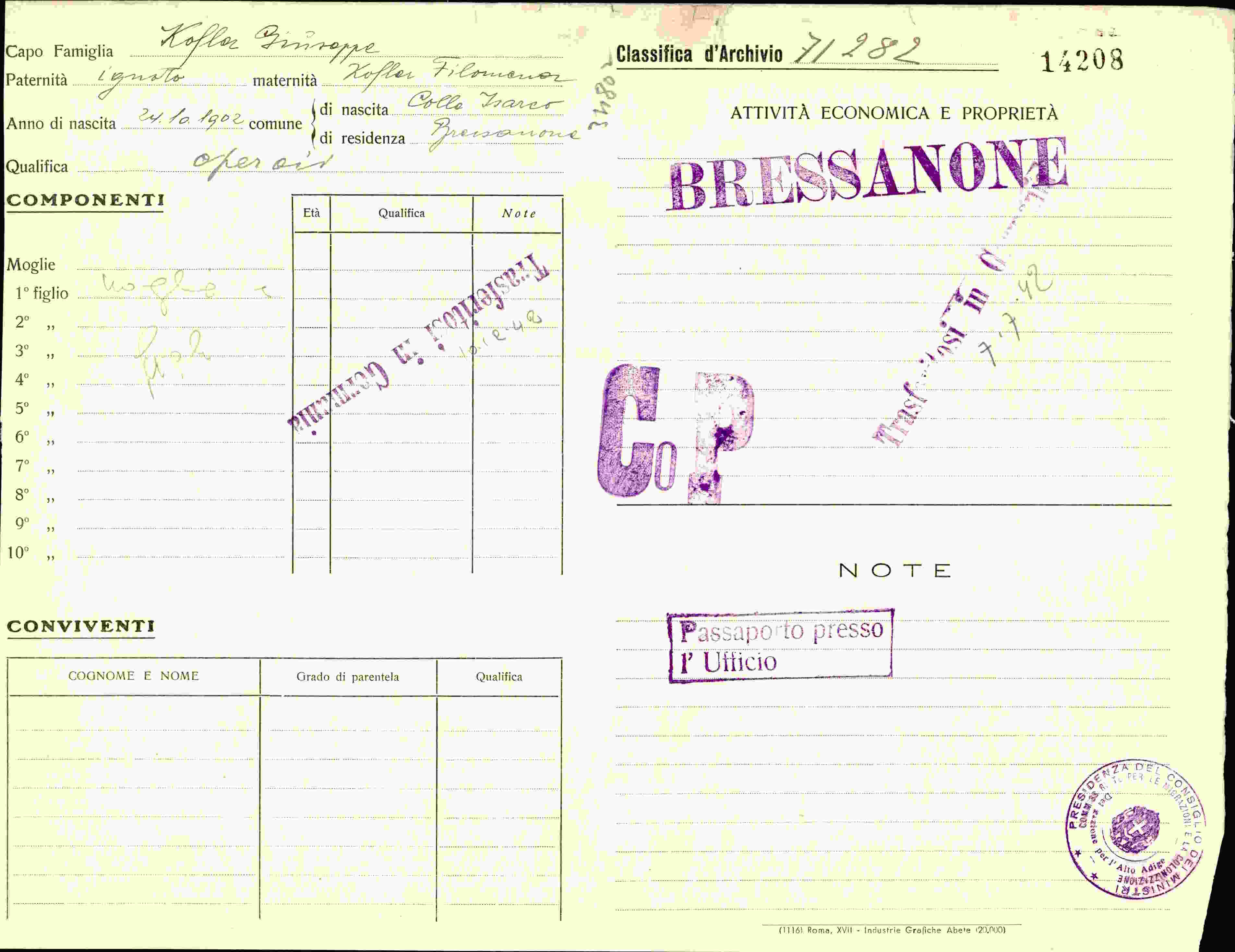 Vorderseite des Dokuments