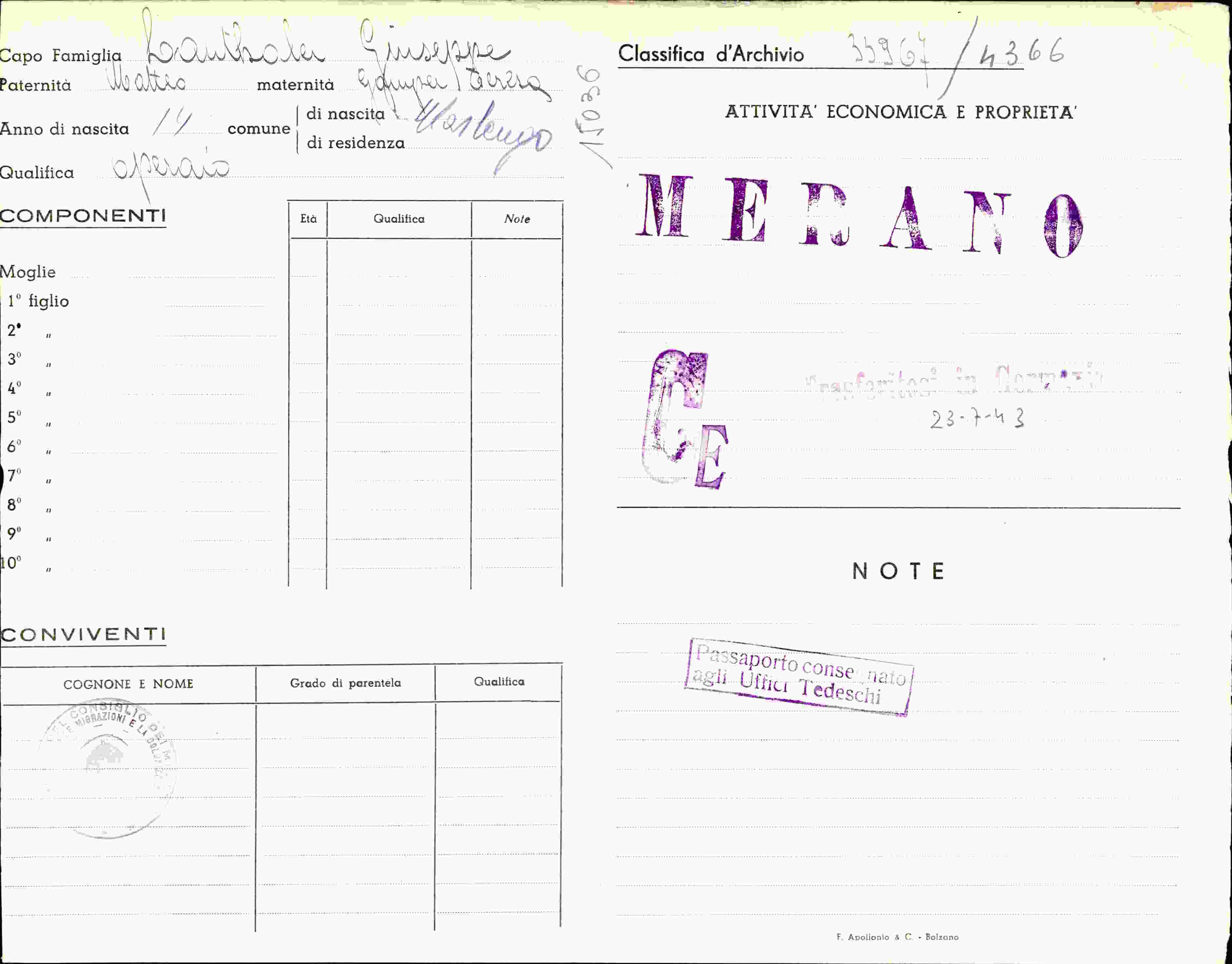 Vorderseite des Dokuments