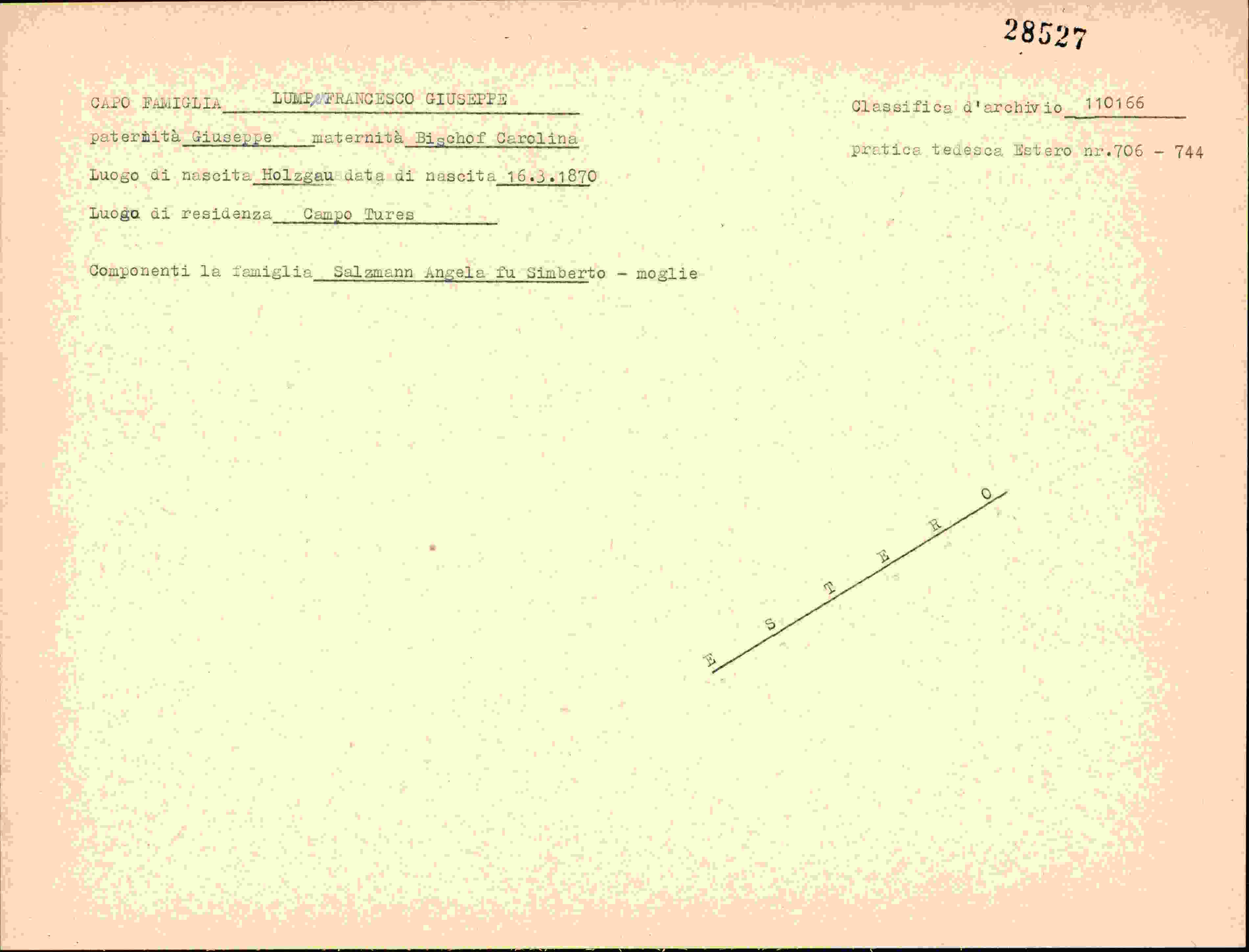 Dokument für Lumper Francesco Giuseppe