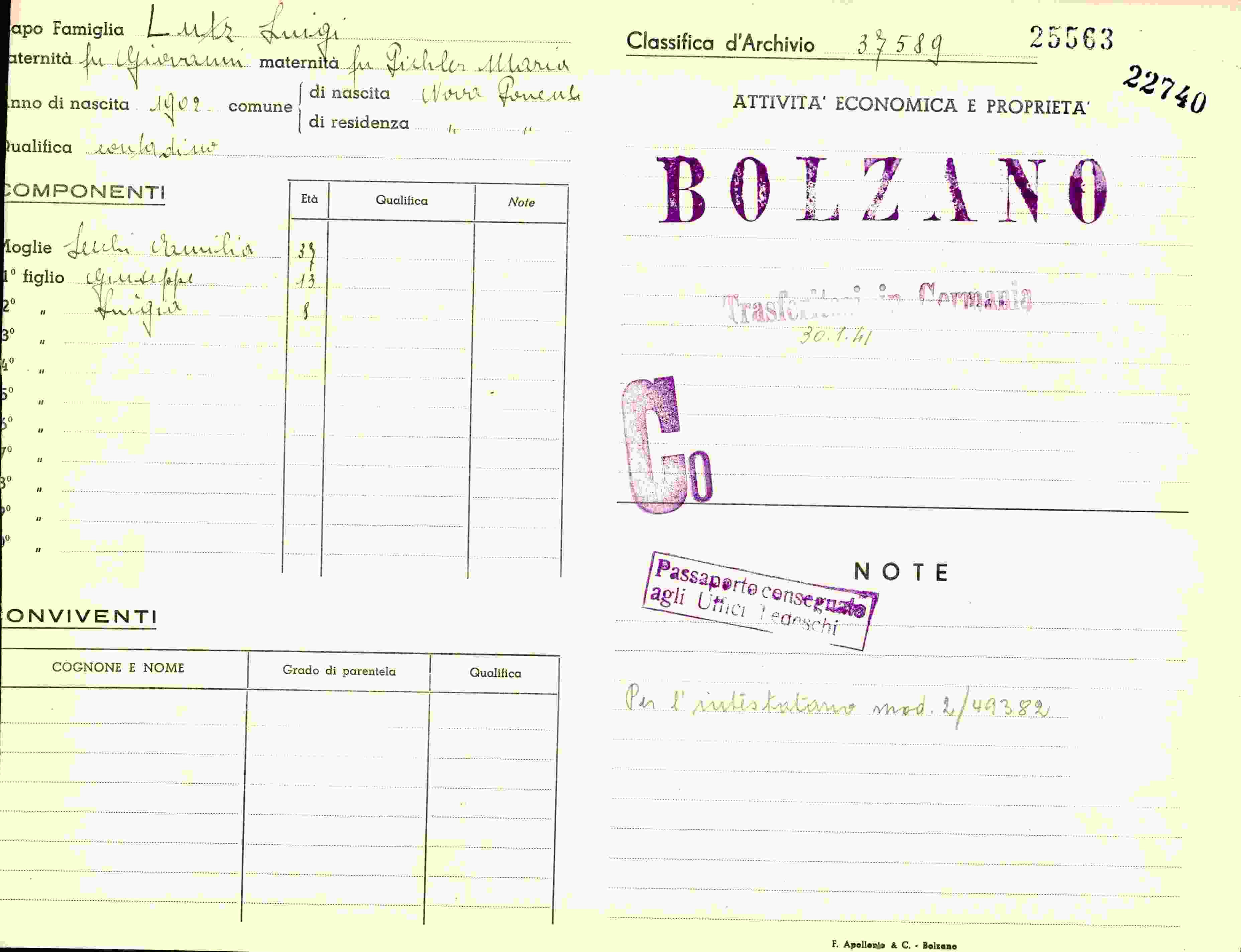 Vorderseite des Dokuments