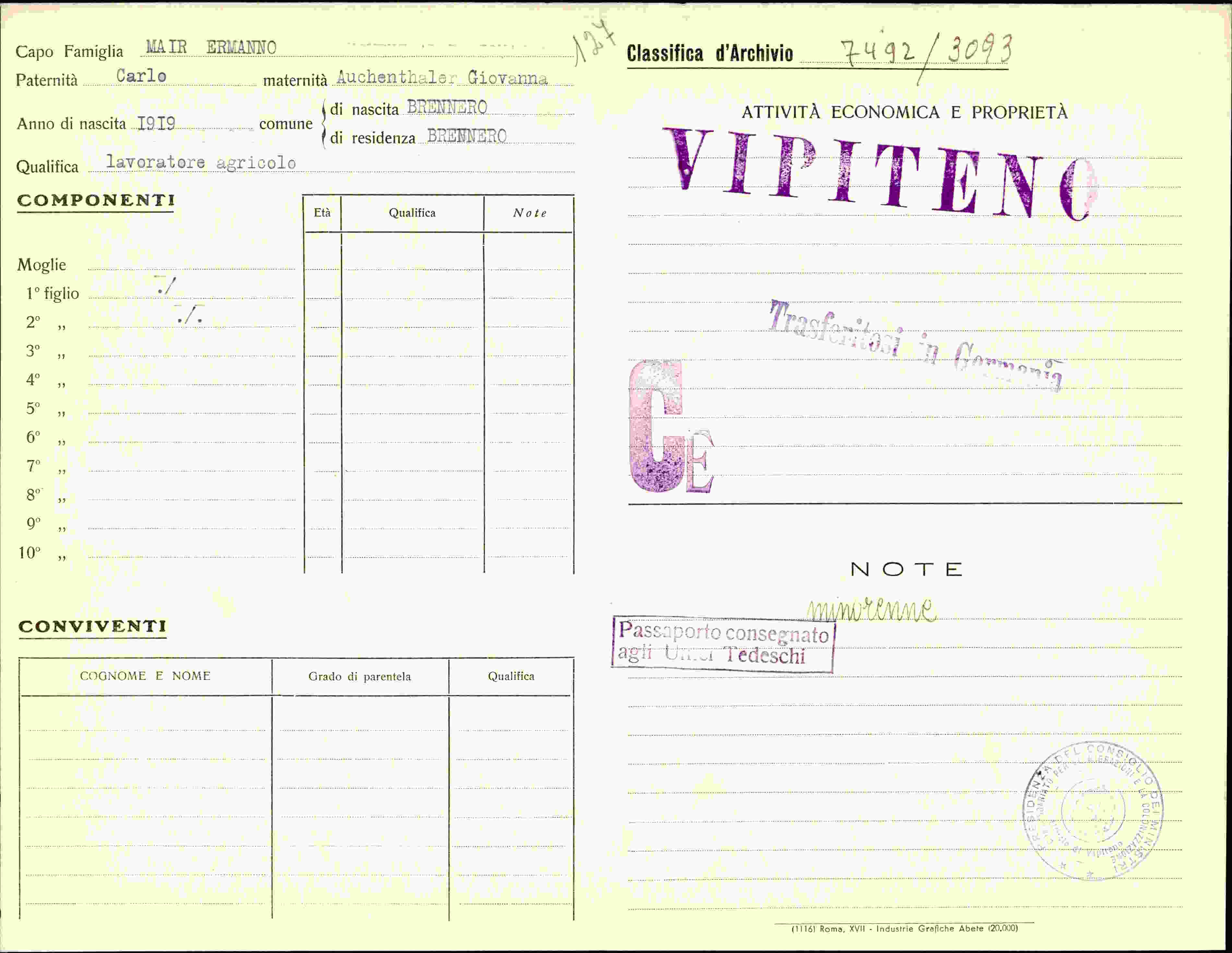 Vorderseite des Dokuments