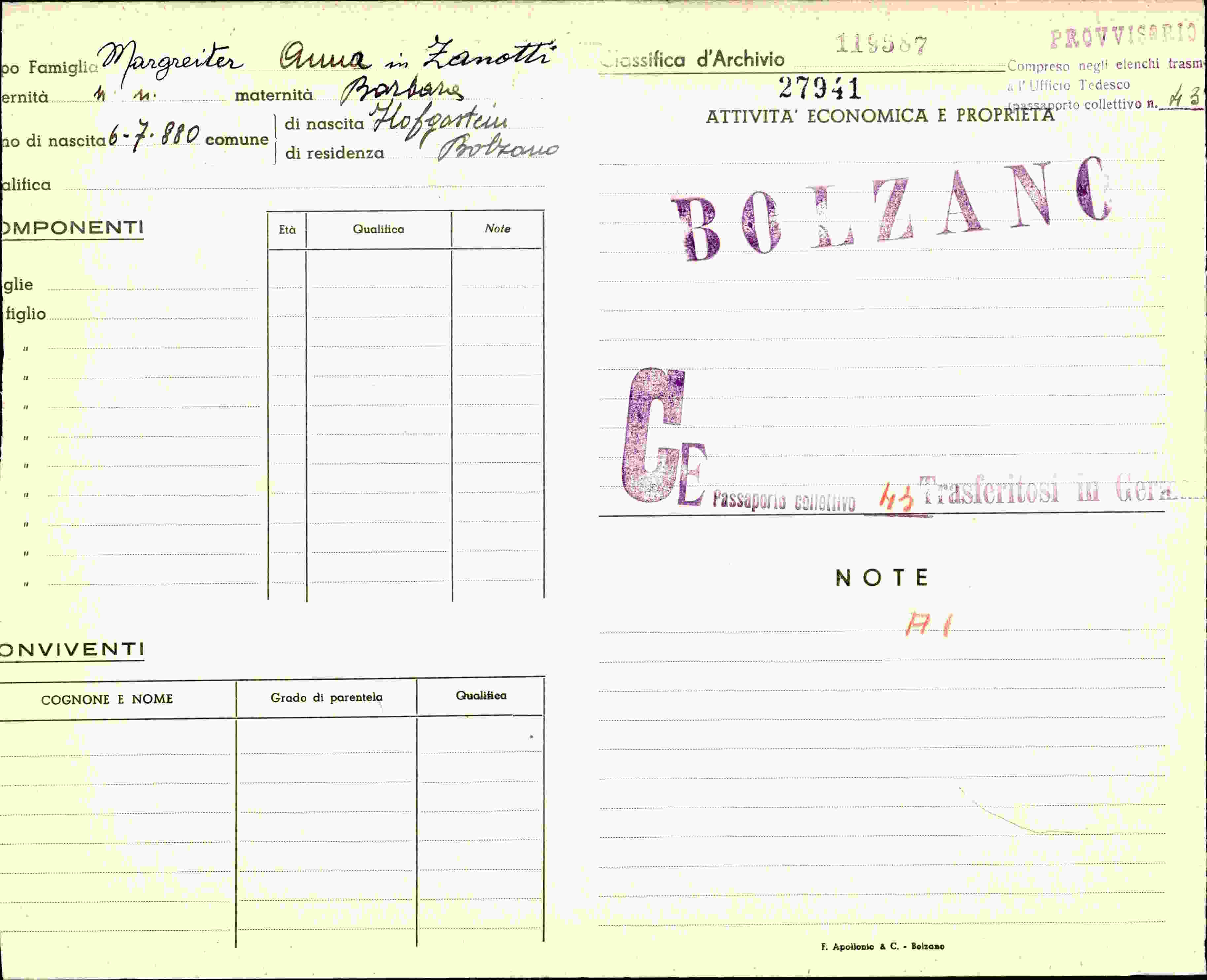 Vorderseite des Dokuments