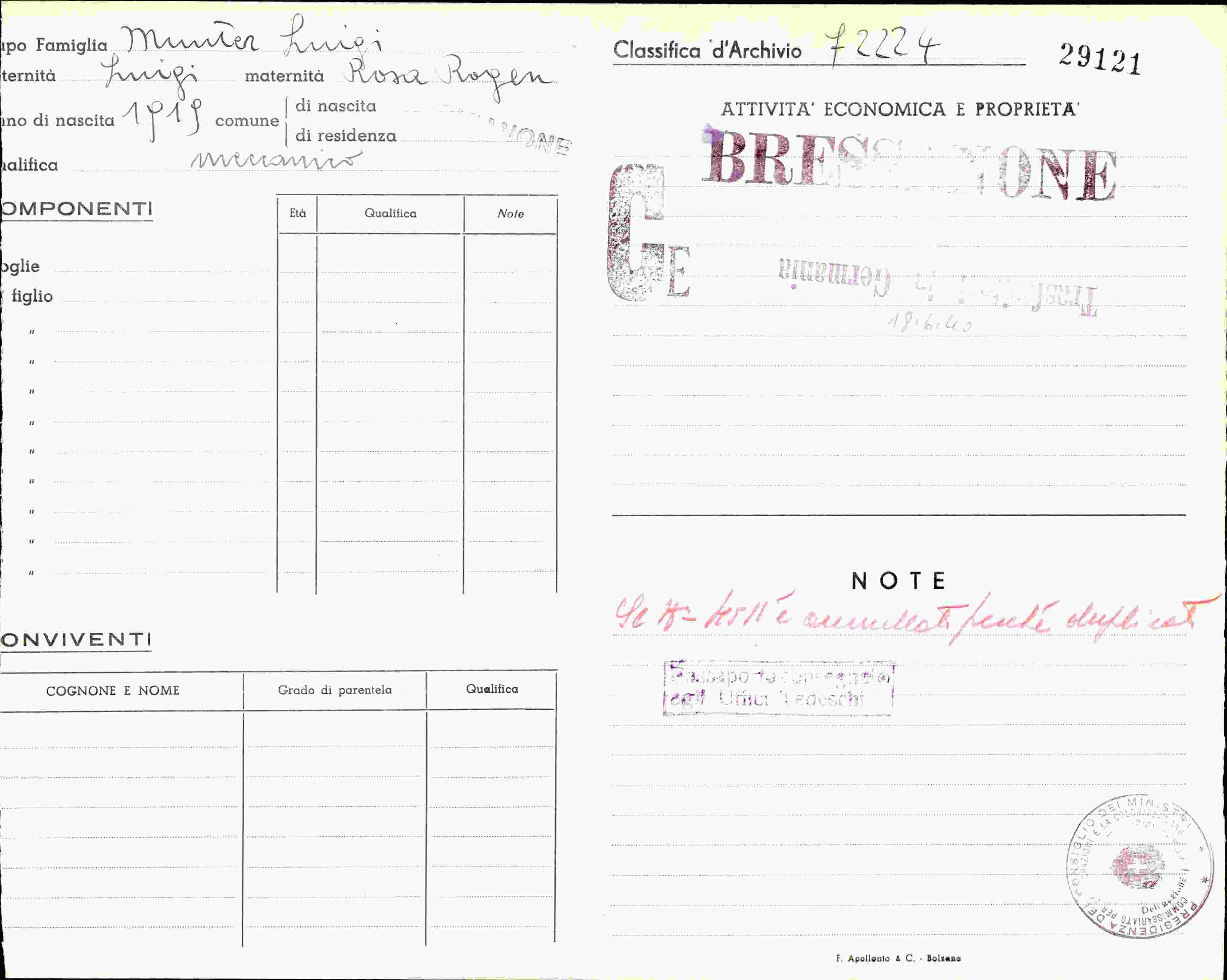 Vorderseite des Dokuments