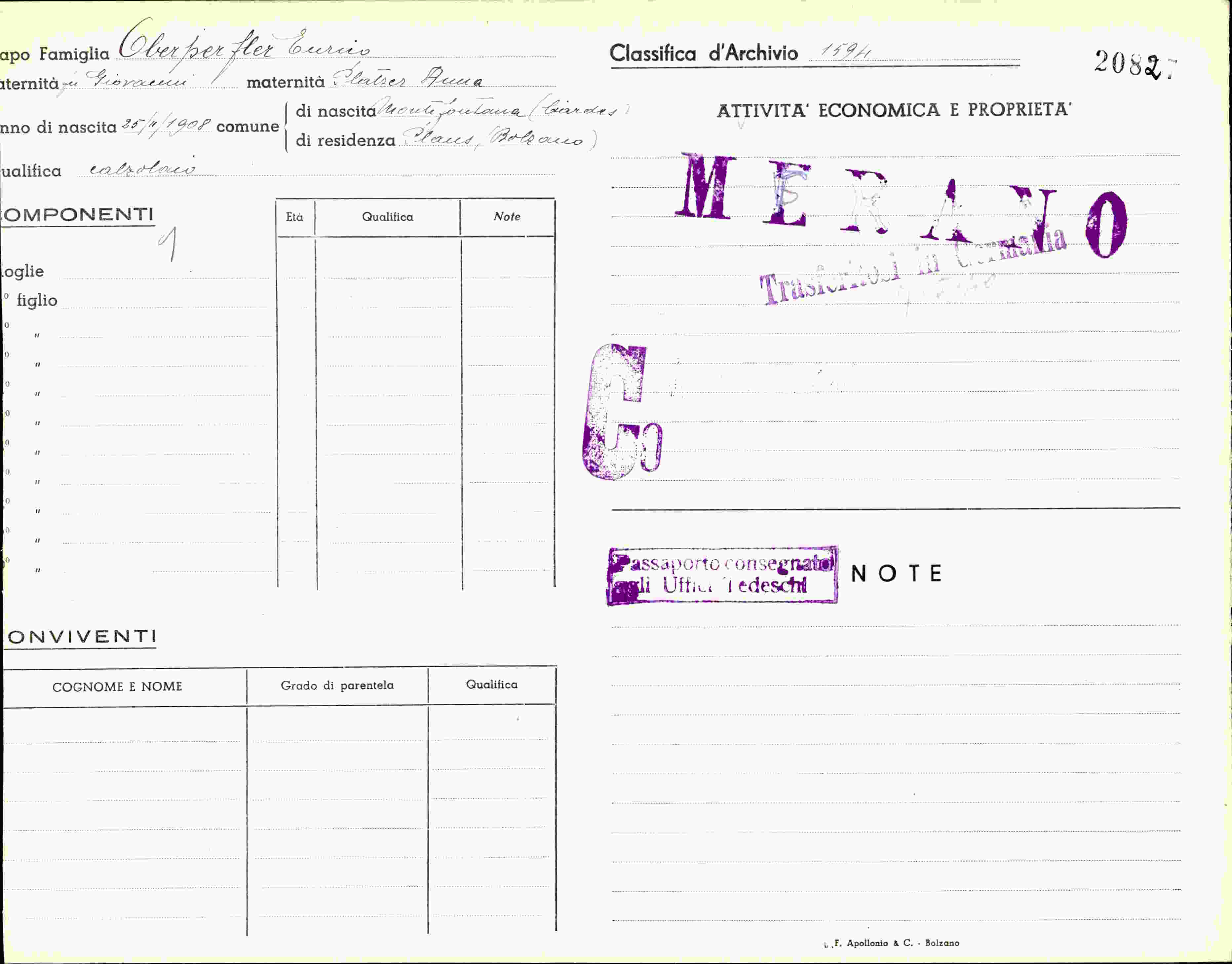 Vorderseite des Dokuments