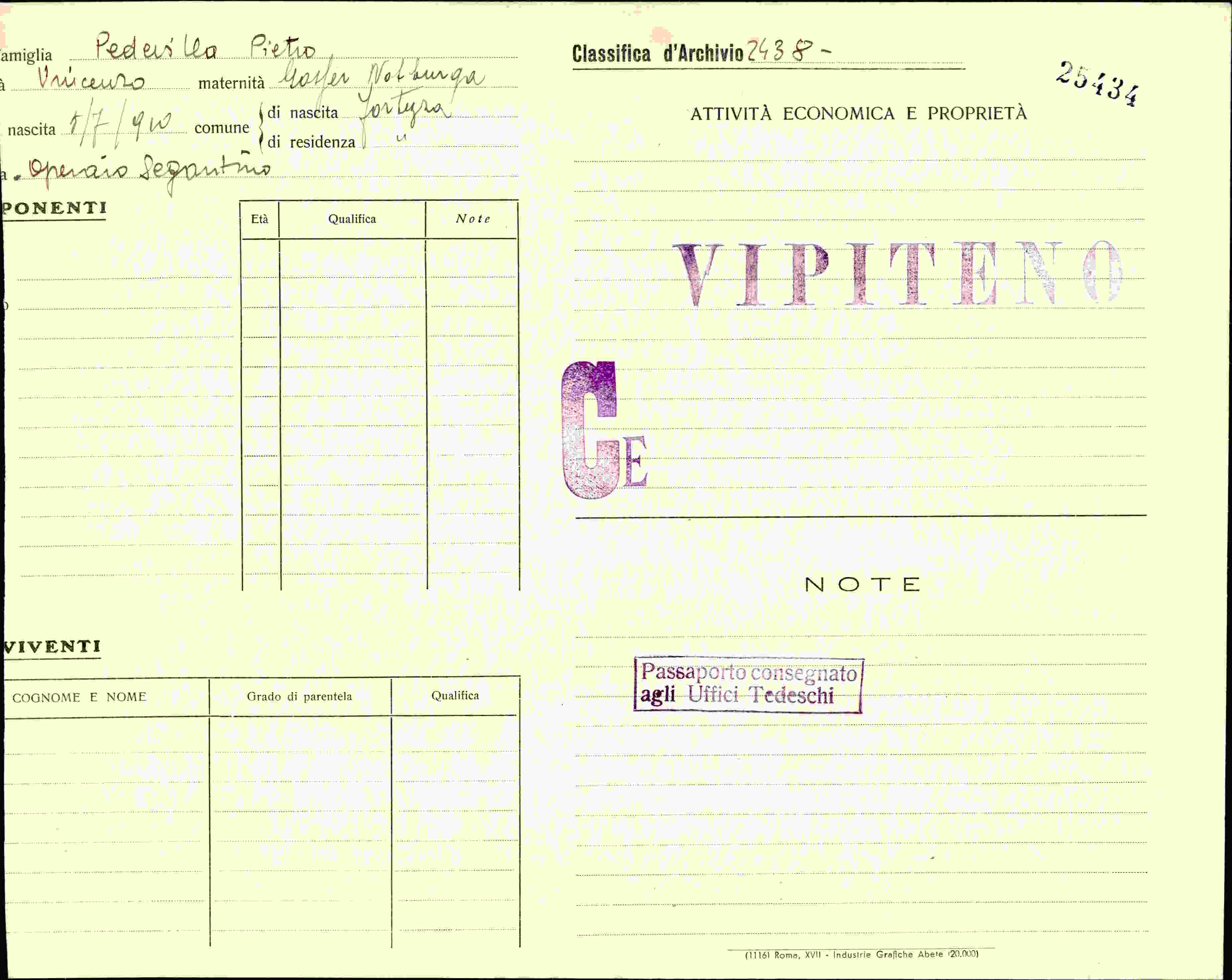 Dokument für Famiglia Fedeistla Pietro E a