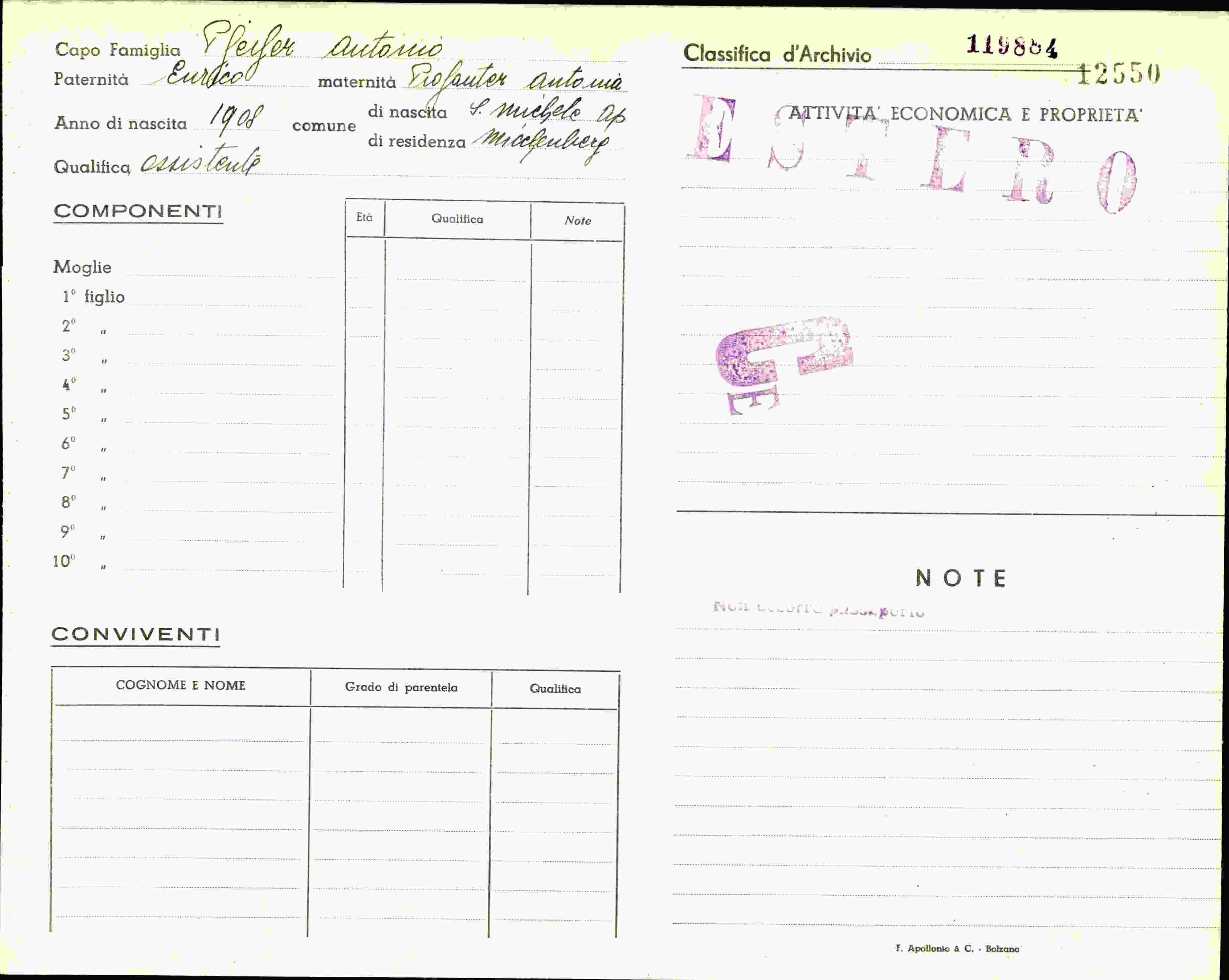 Vorderseite des Dokuments