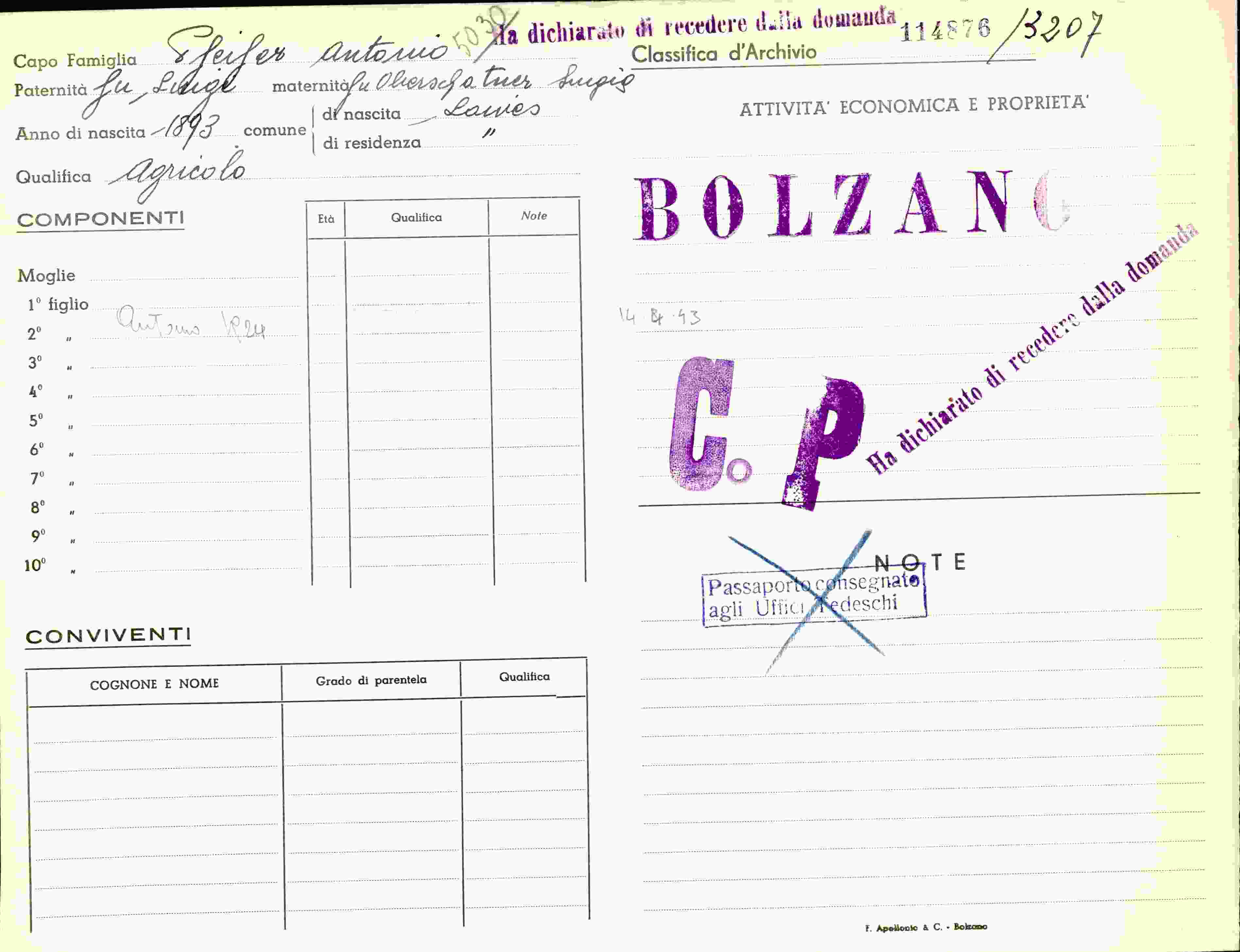 Vorderseite des Dokuments