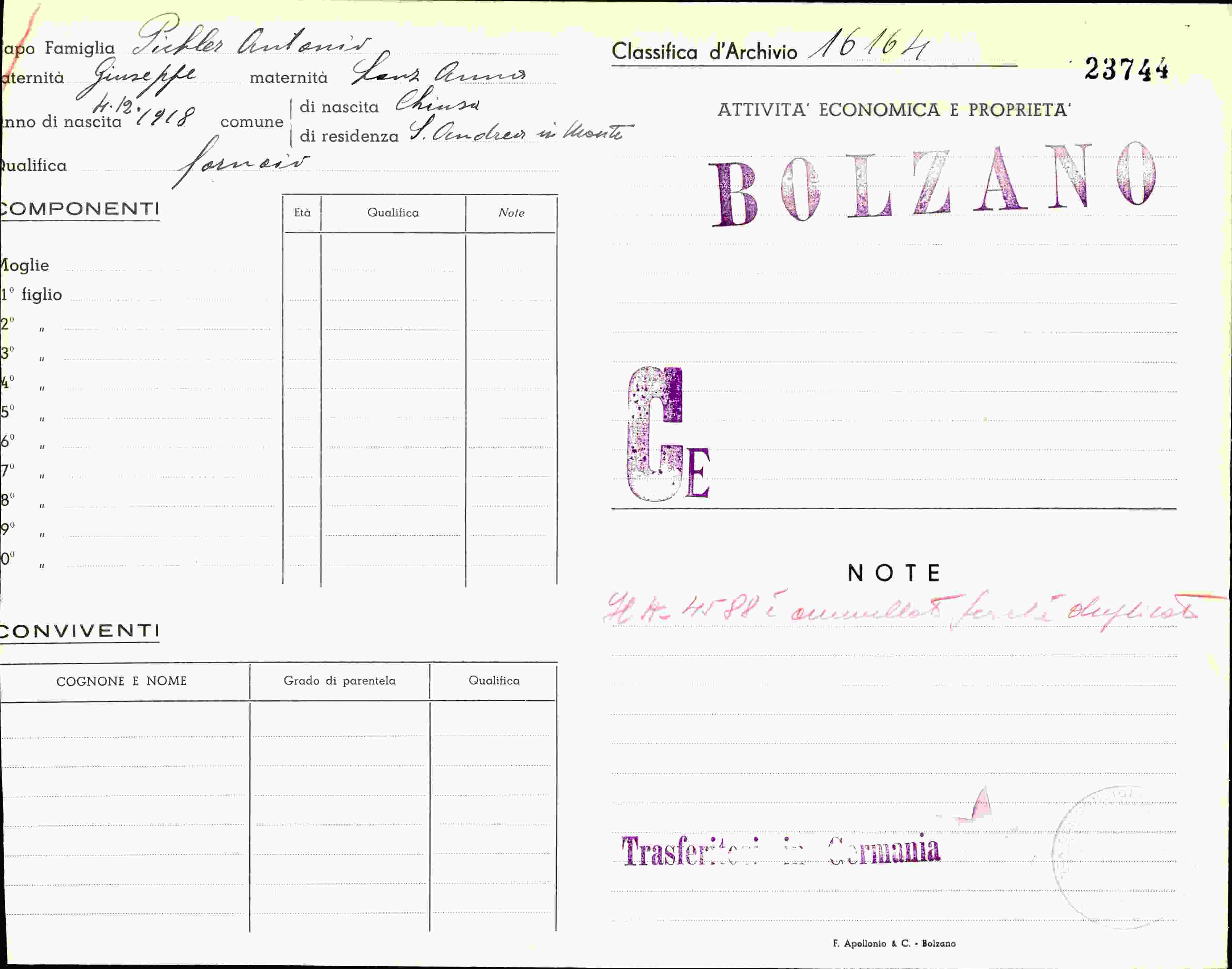 Vorderseite des Dokuments