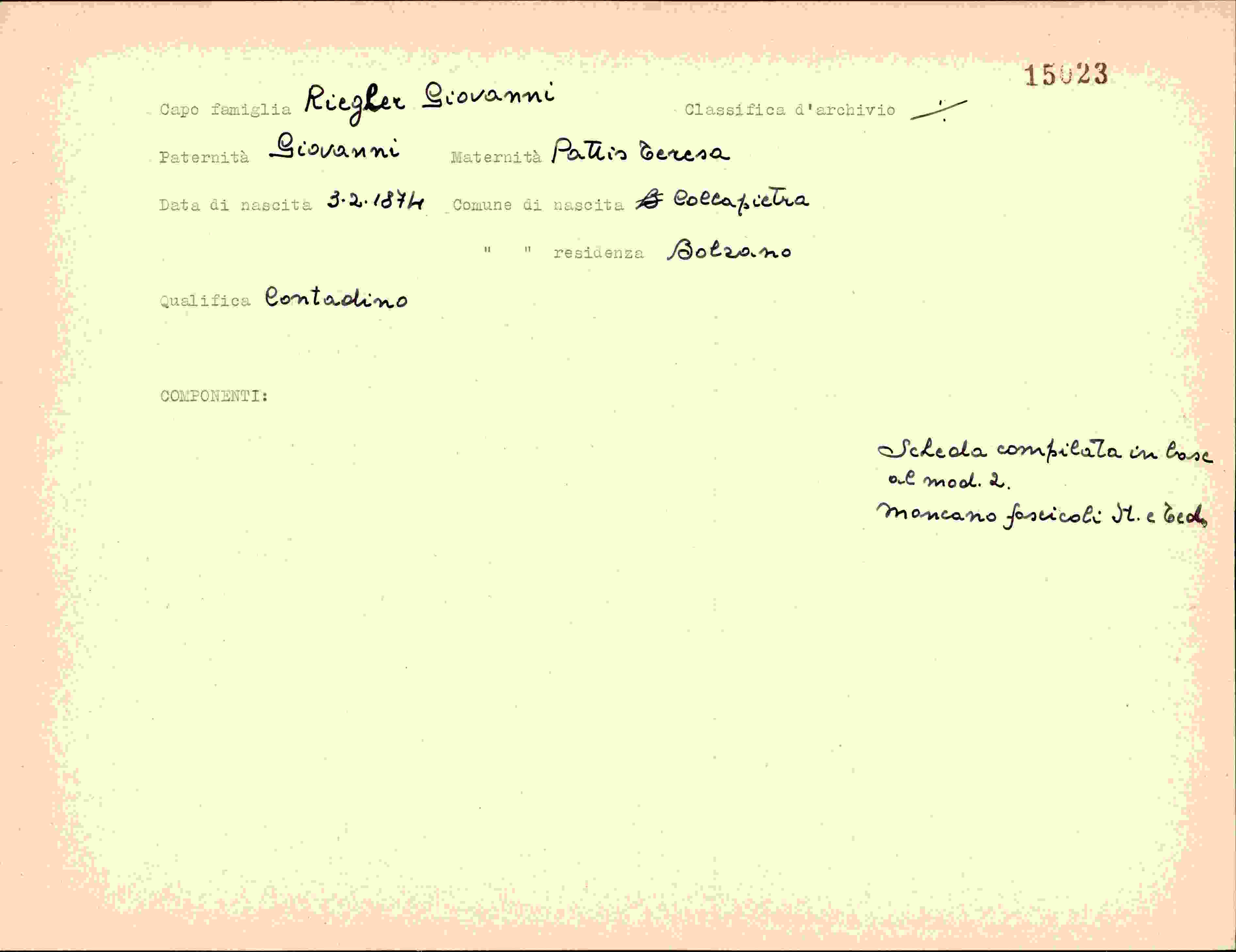Vorderseite des Dokuments