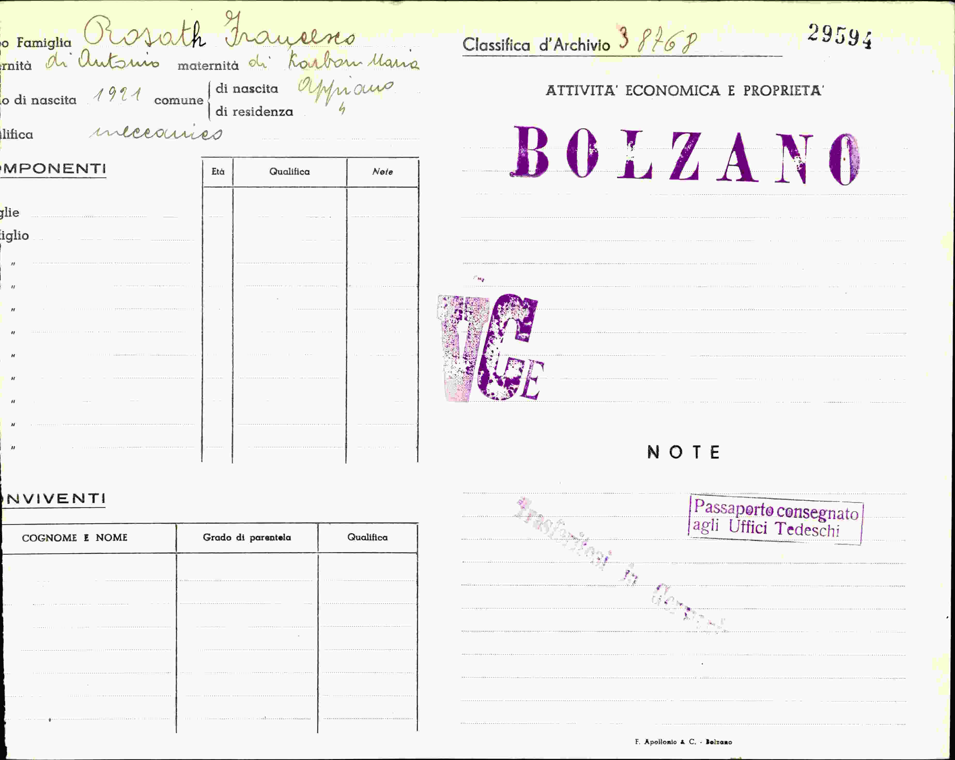 Vorderseite des Dokuments