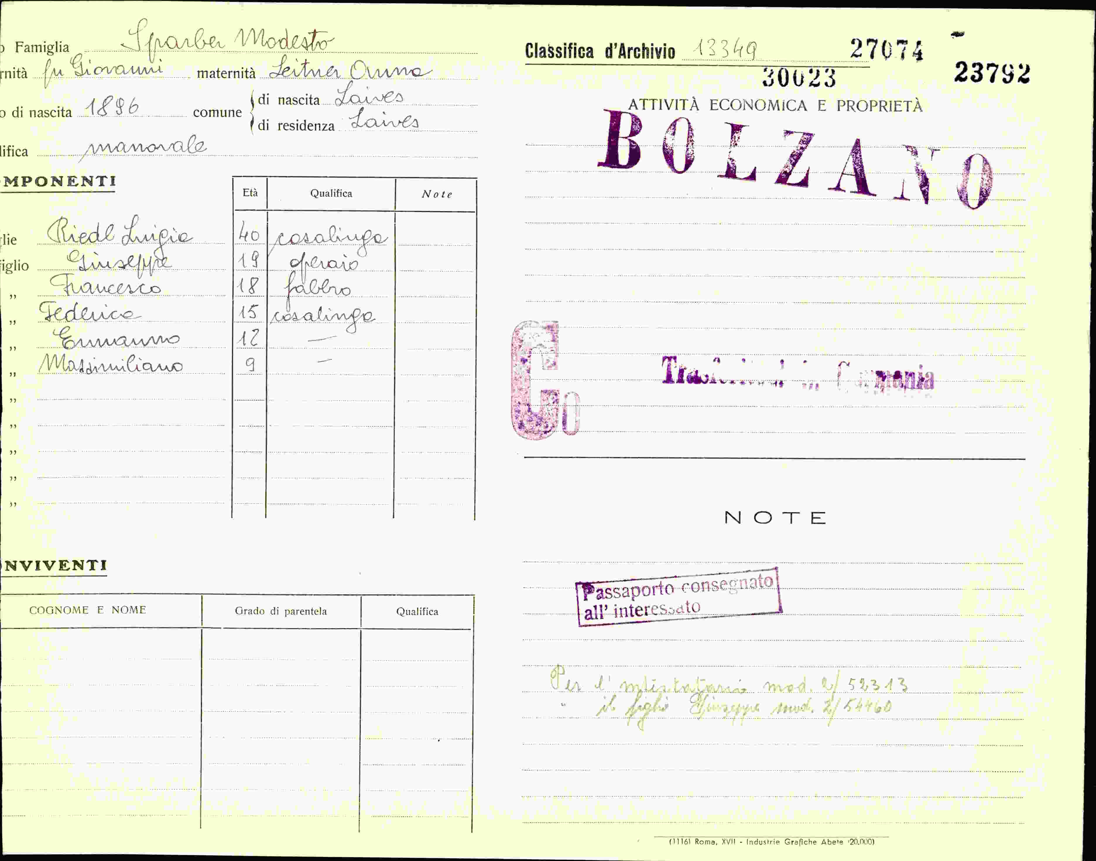 Vorderseite des Dokuments
