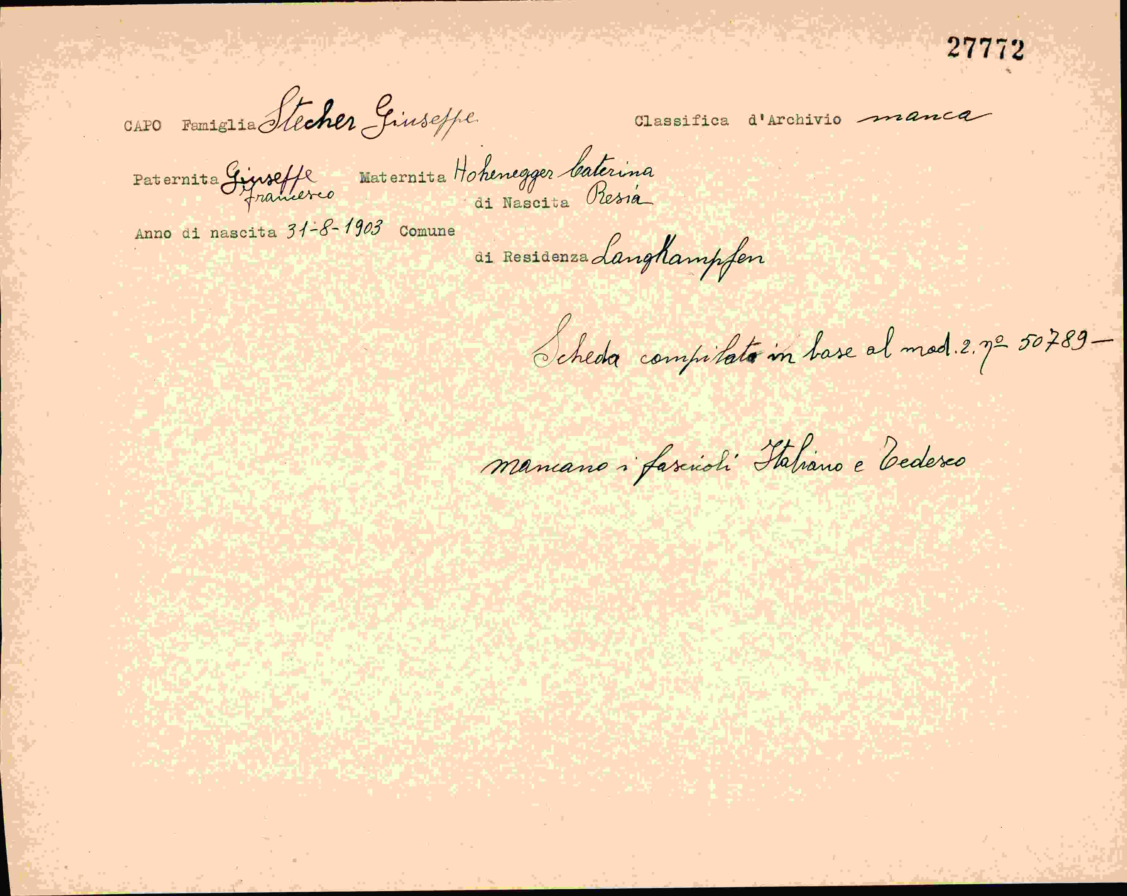 Vorderseite des Dokuments
