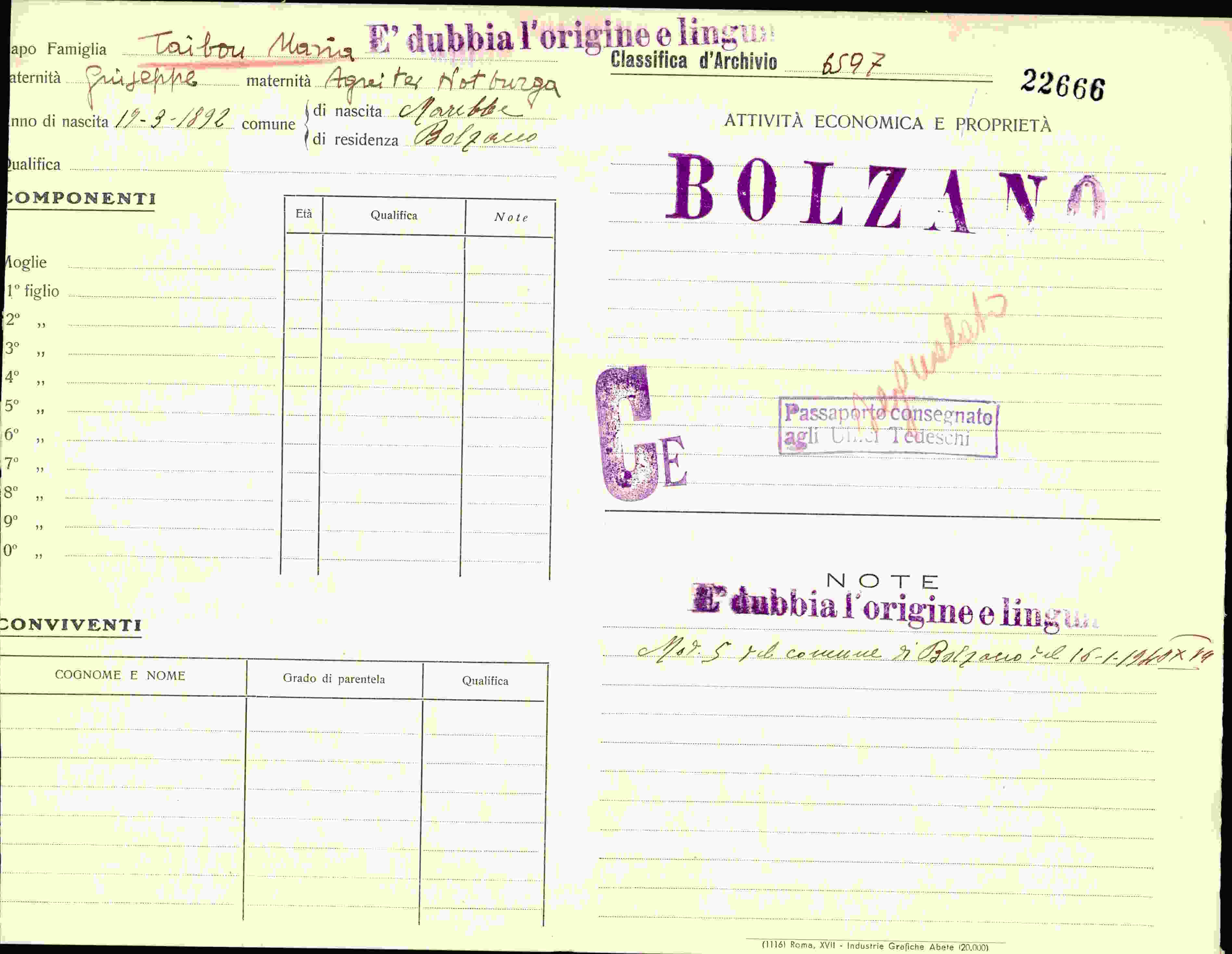 Vorderseite des Dokuments