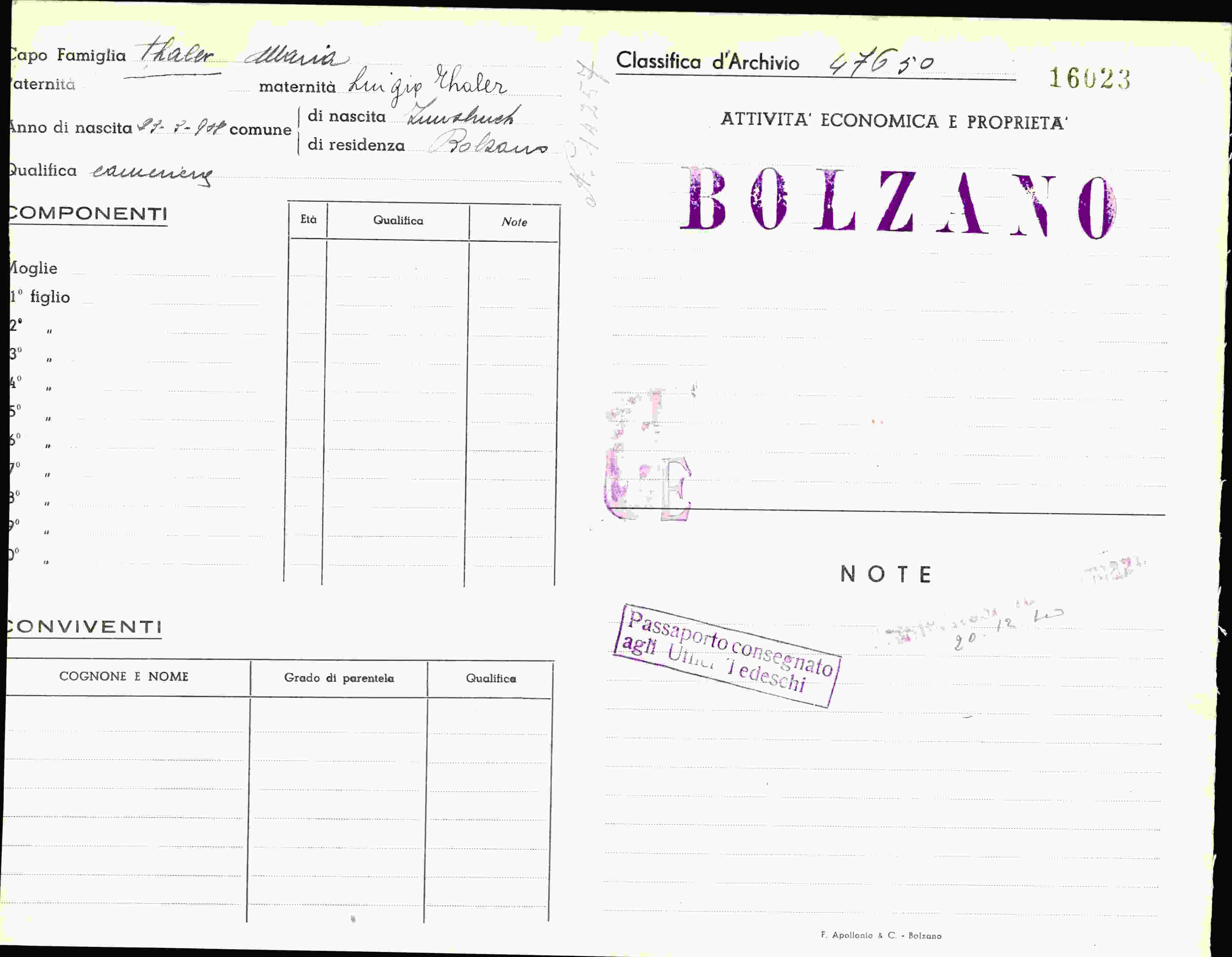 Vorderseite des Dokuments