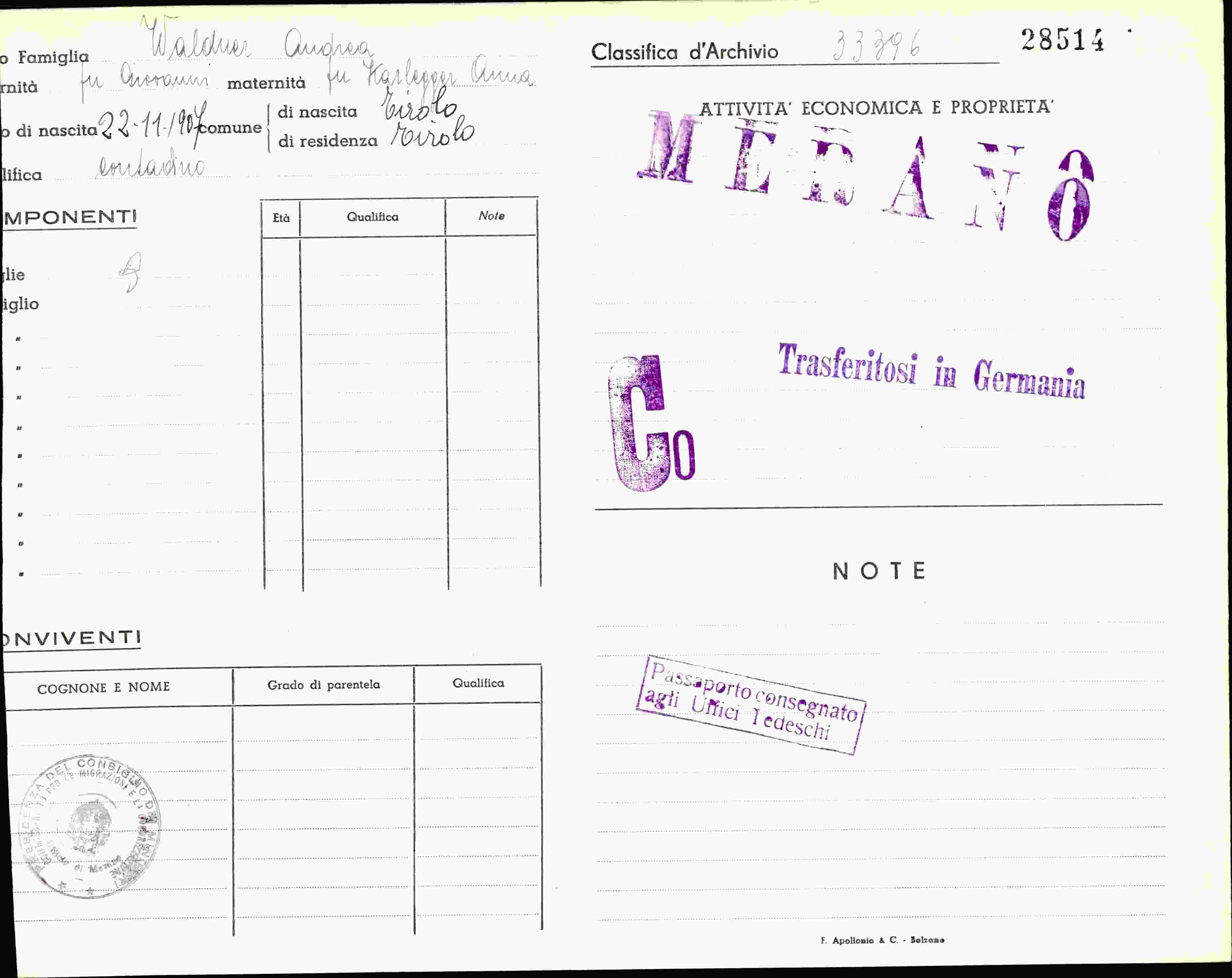 Vorderseite des Dokuments