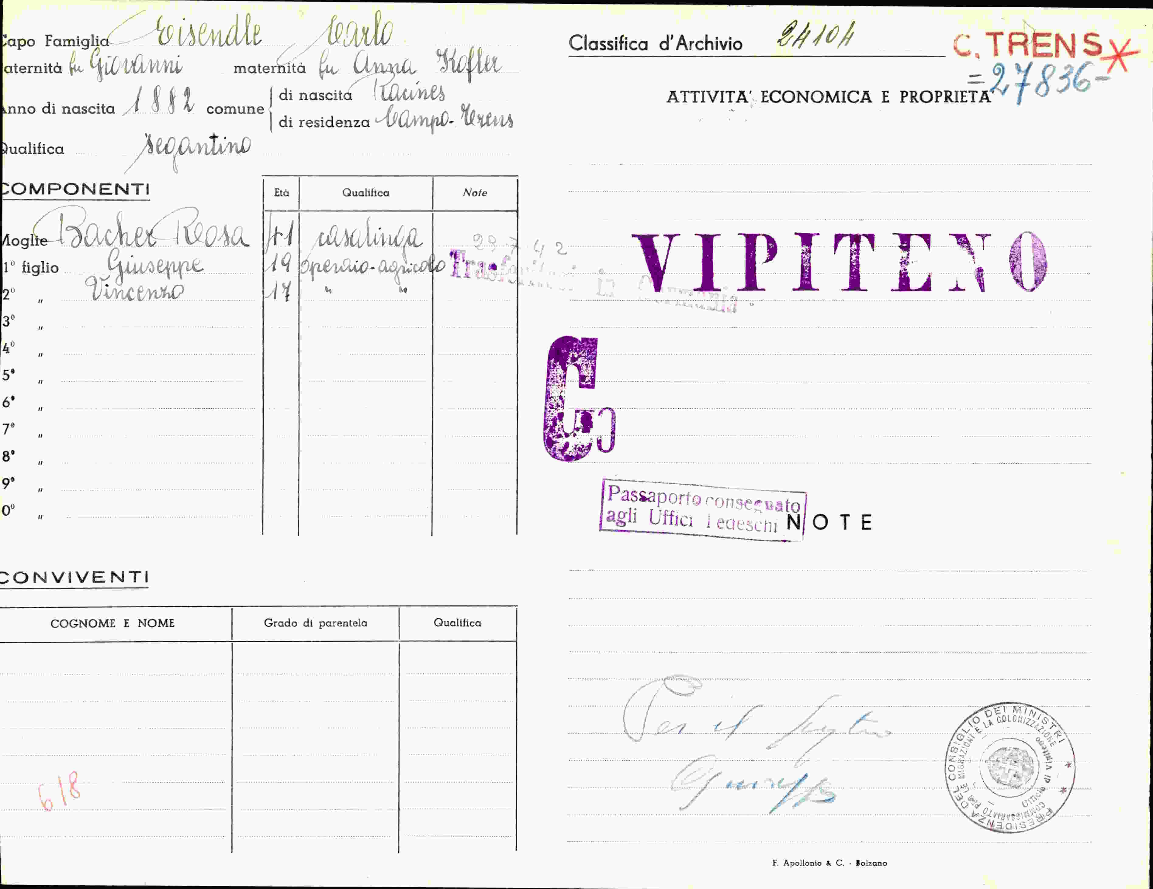 Vorderseite des Dokuments