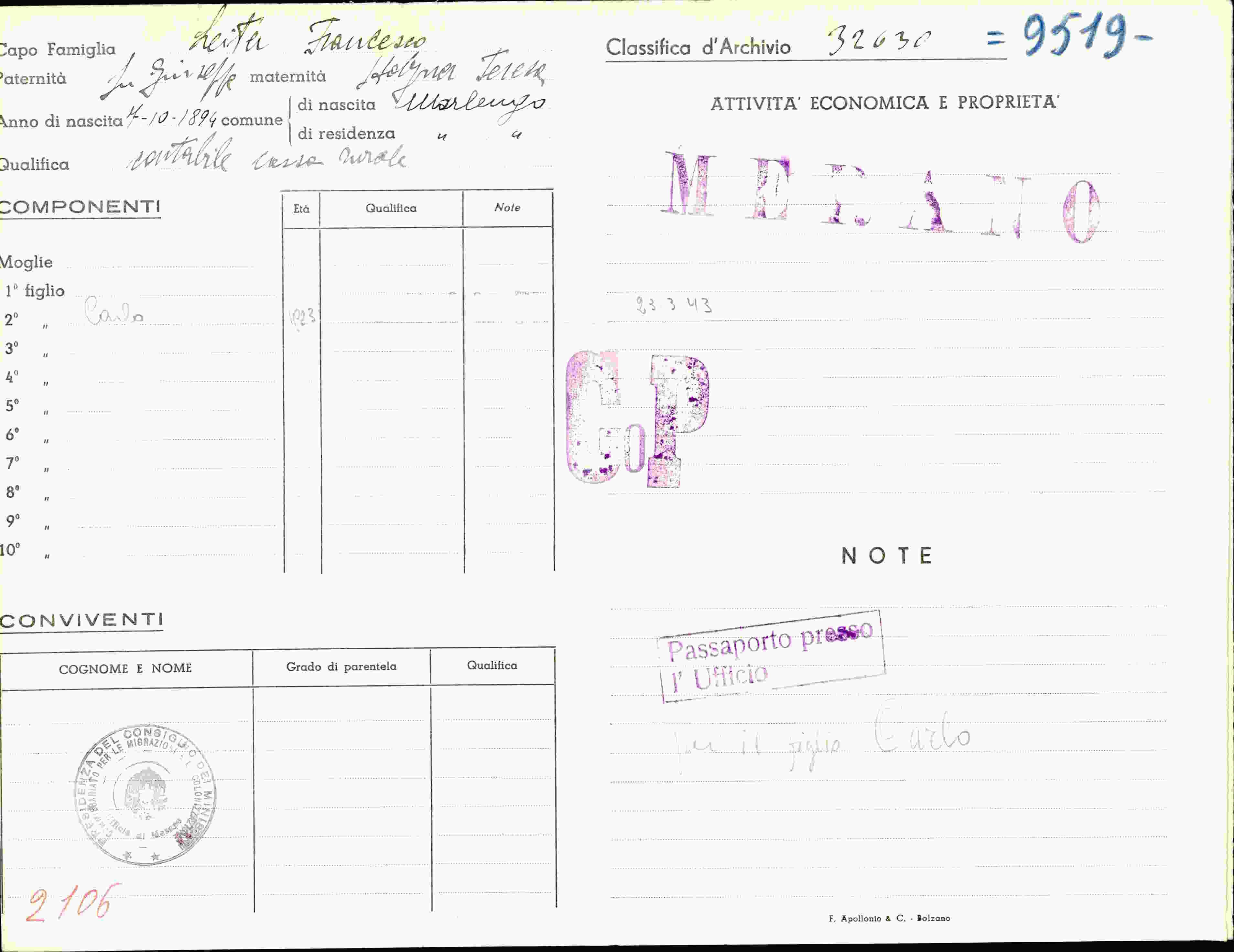 Vorderseite des Dokuments