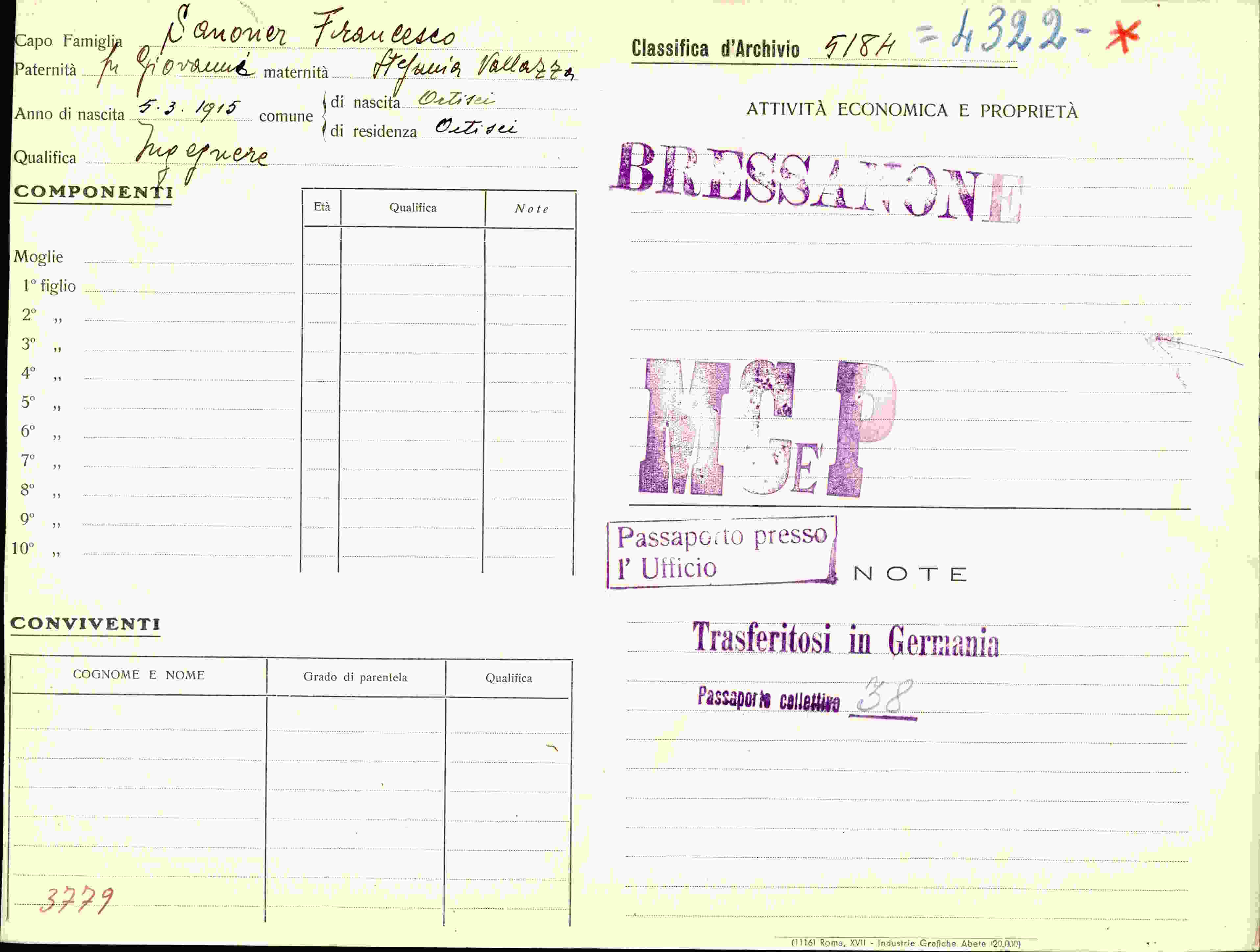 Vorderseite des Dokuments
