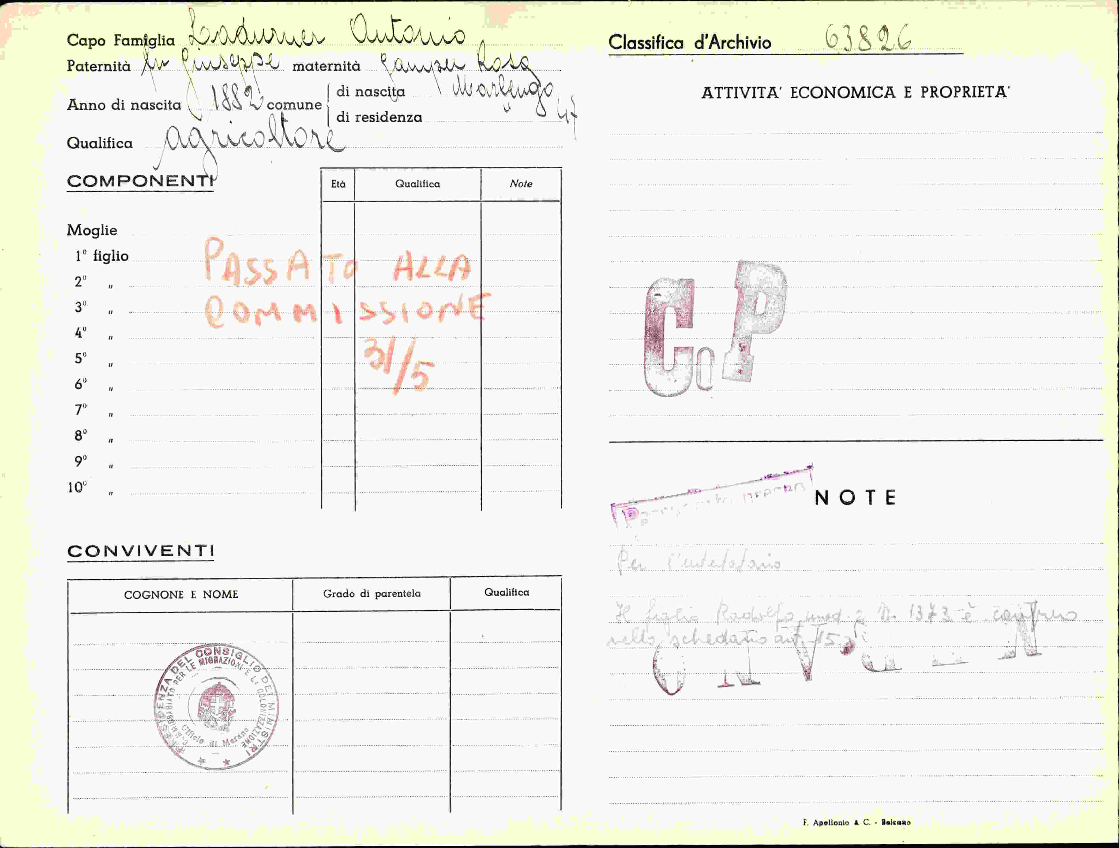 Dokument für Gautner Antonio
