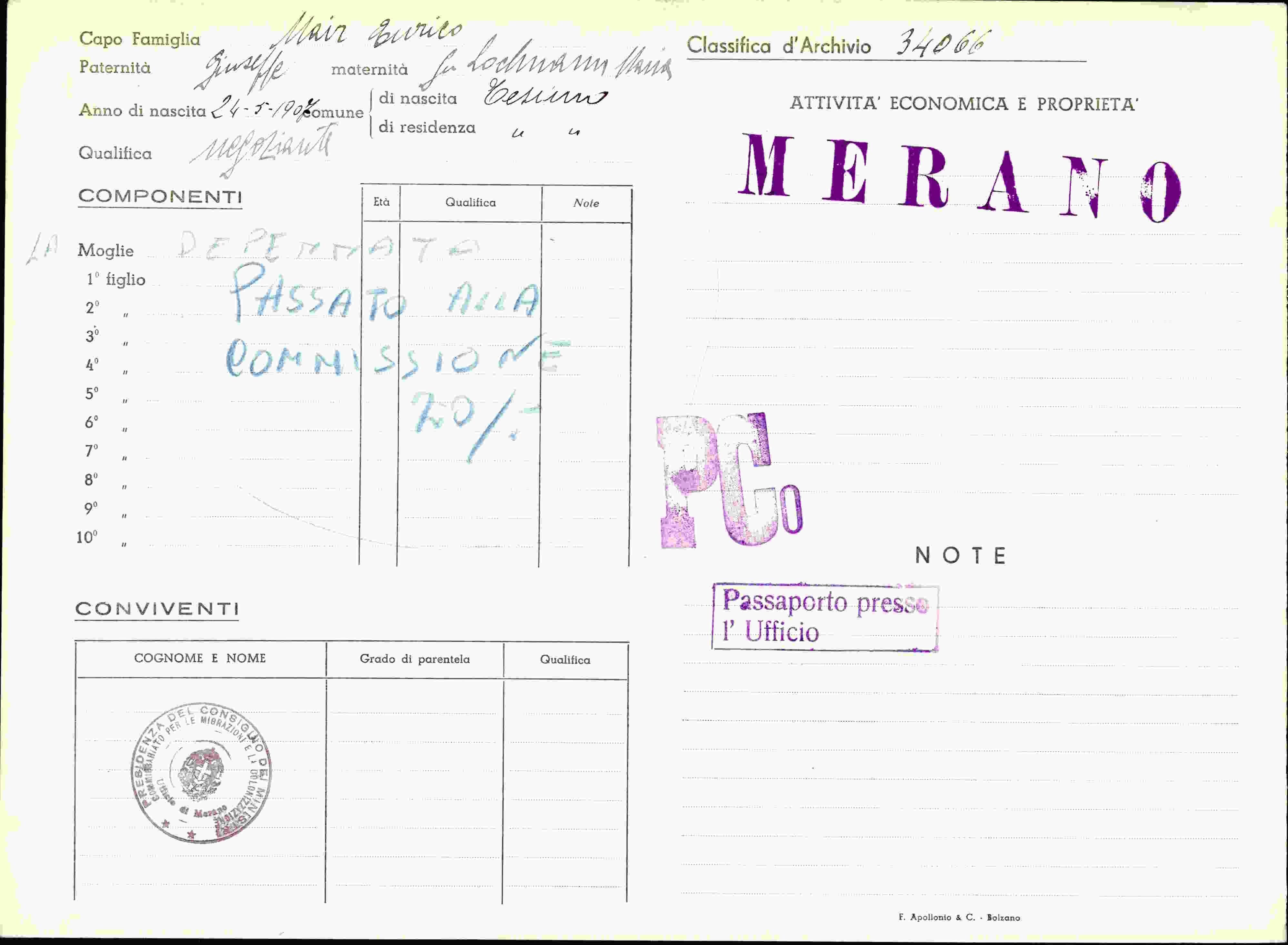Vorderseite des Dokuments