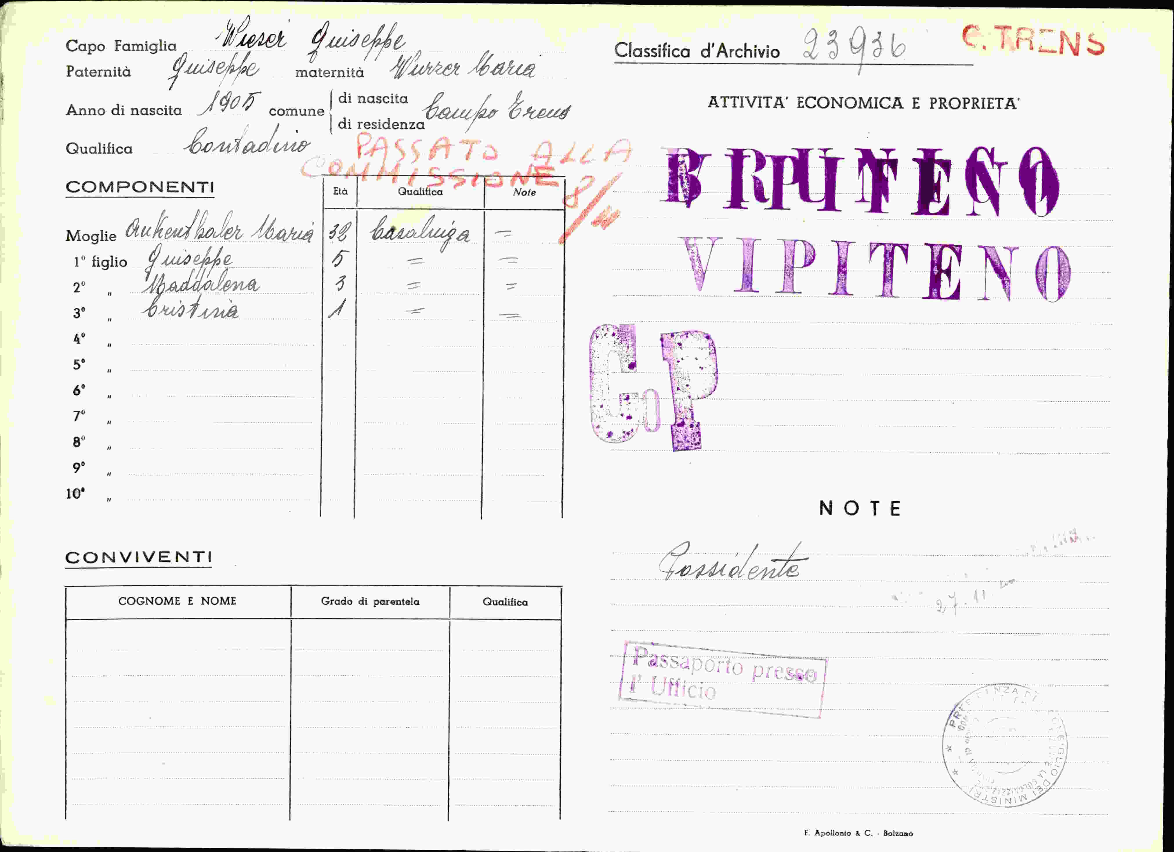 Vorderseite des Dokuments