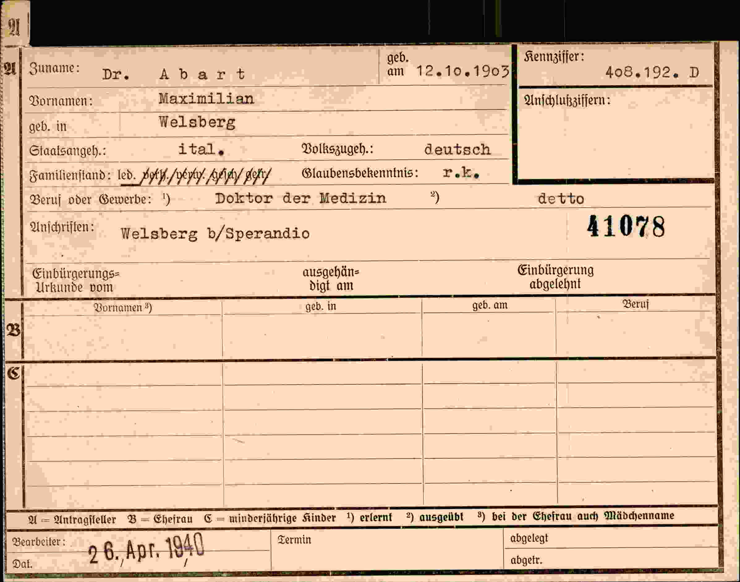 Dokument für Maximilian Abart