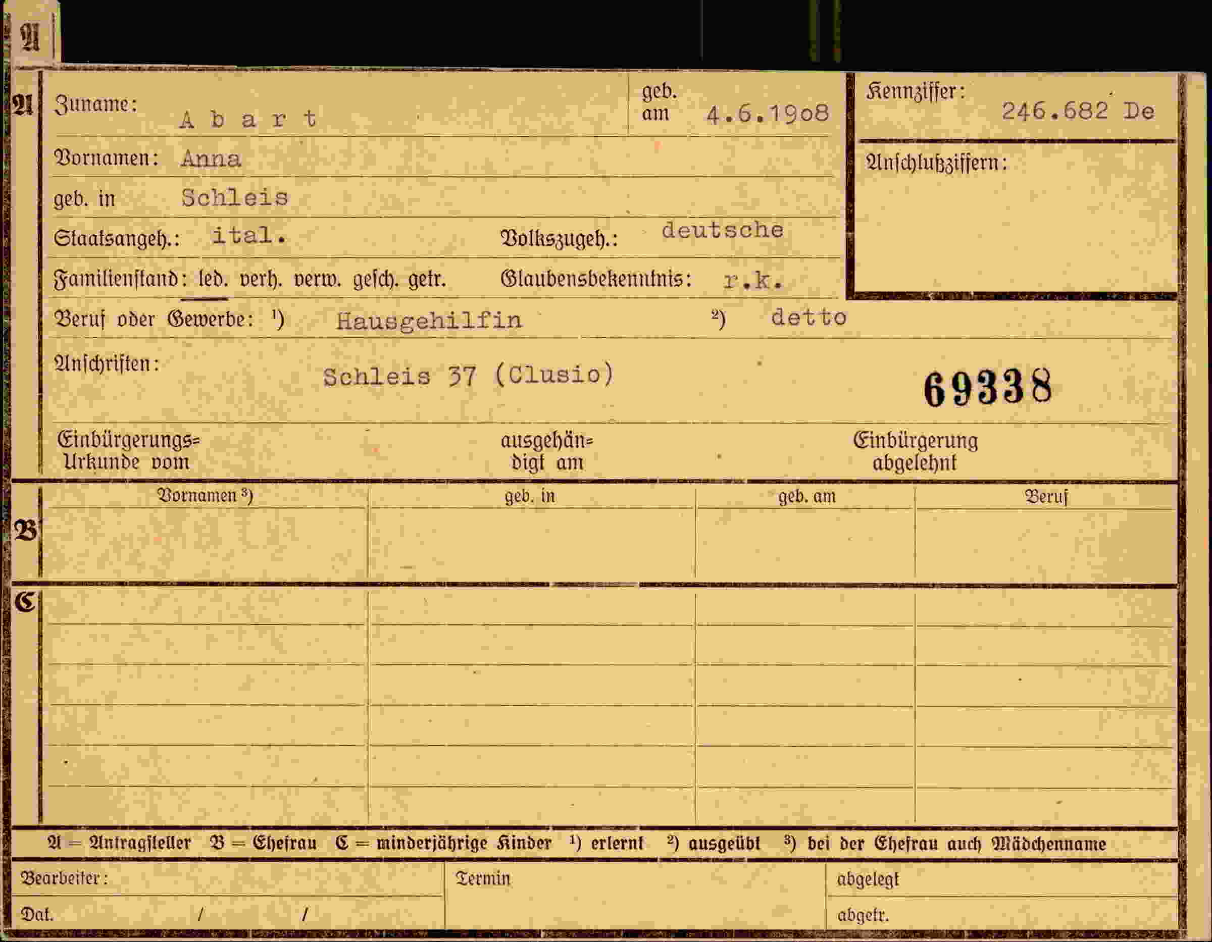 Vorderseite des Dokuments