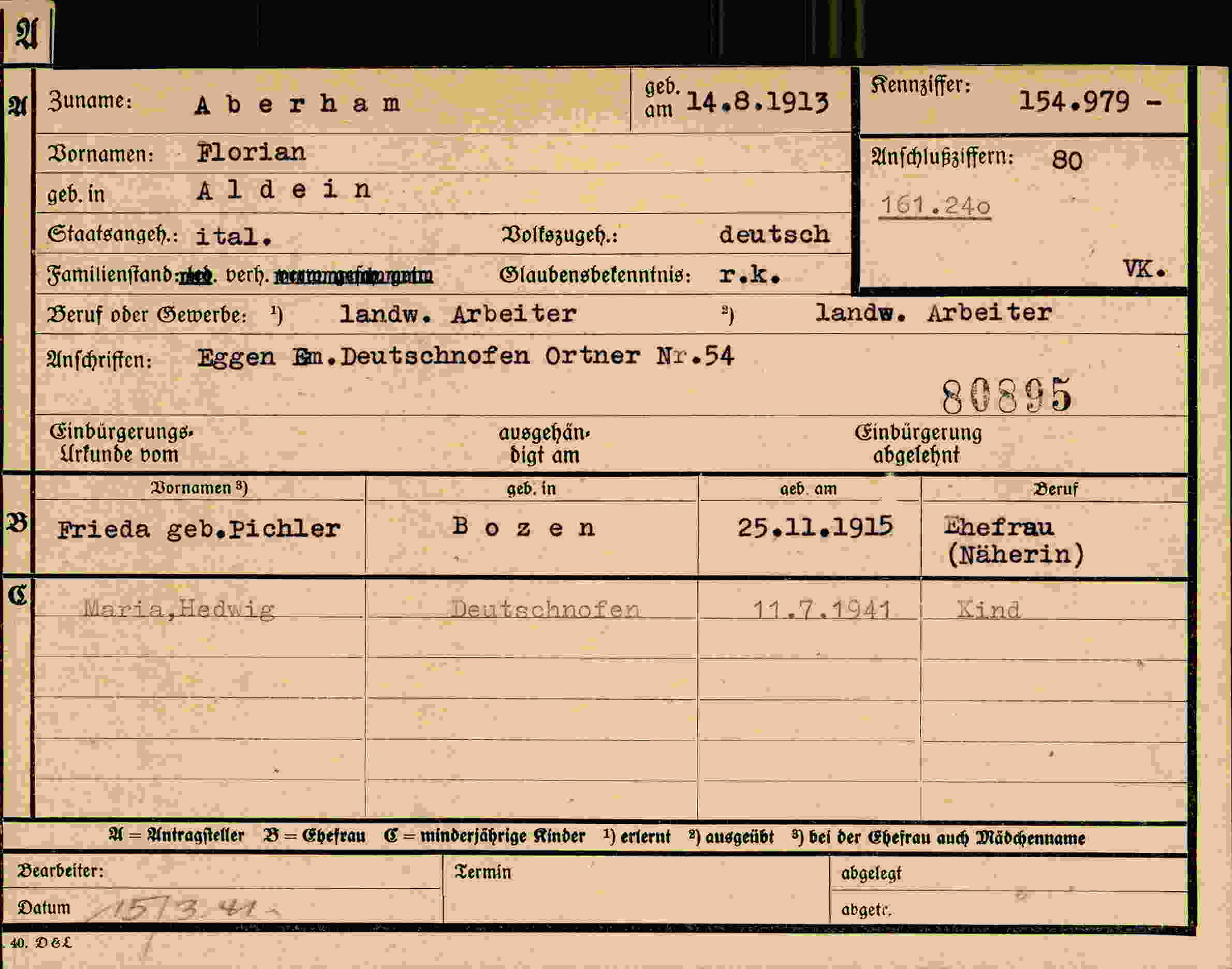 Dokument für Florian Aberham