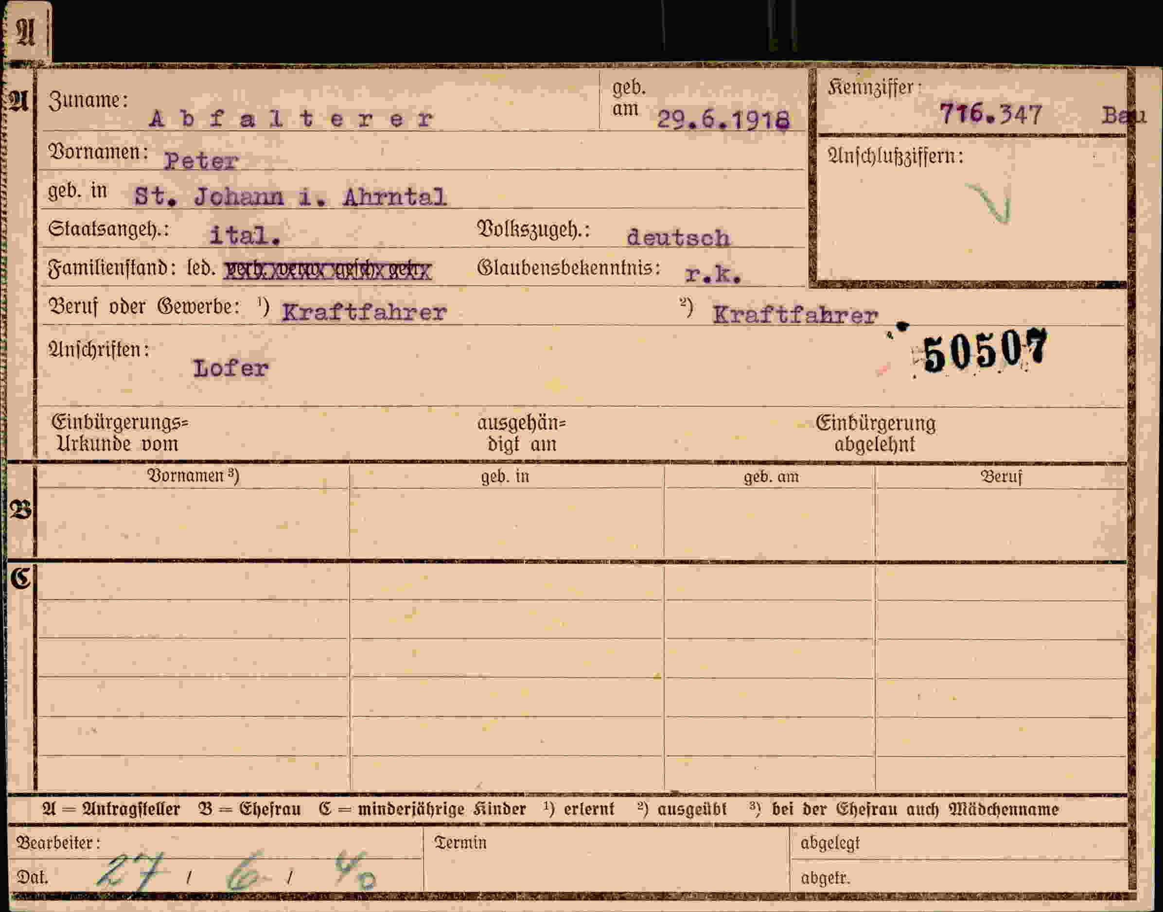 Dokument für Peter Abfalterer
