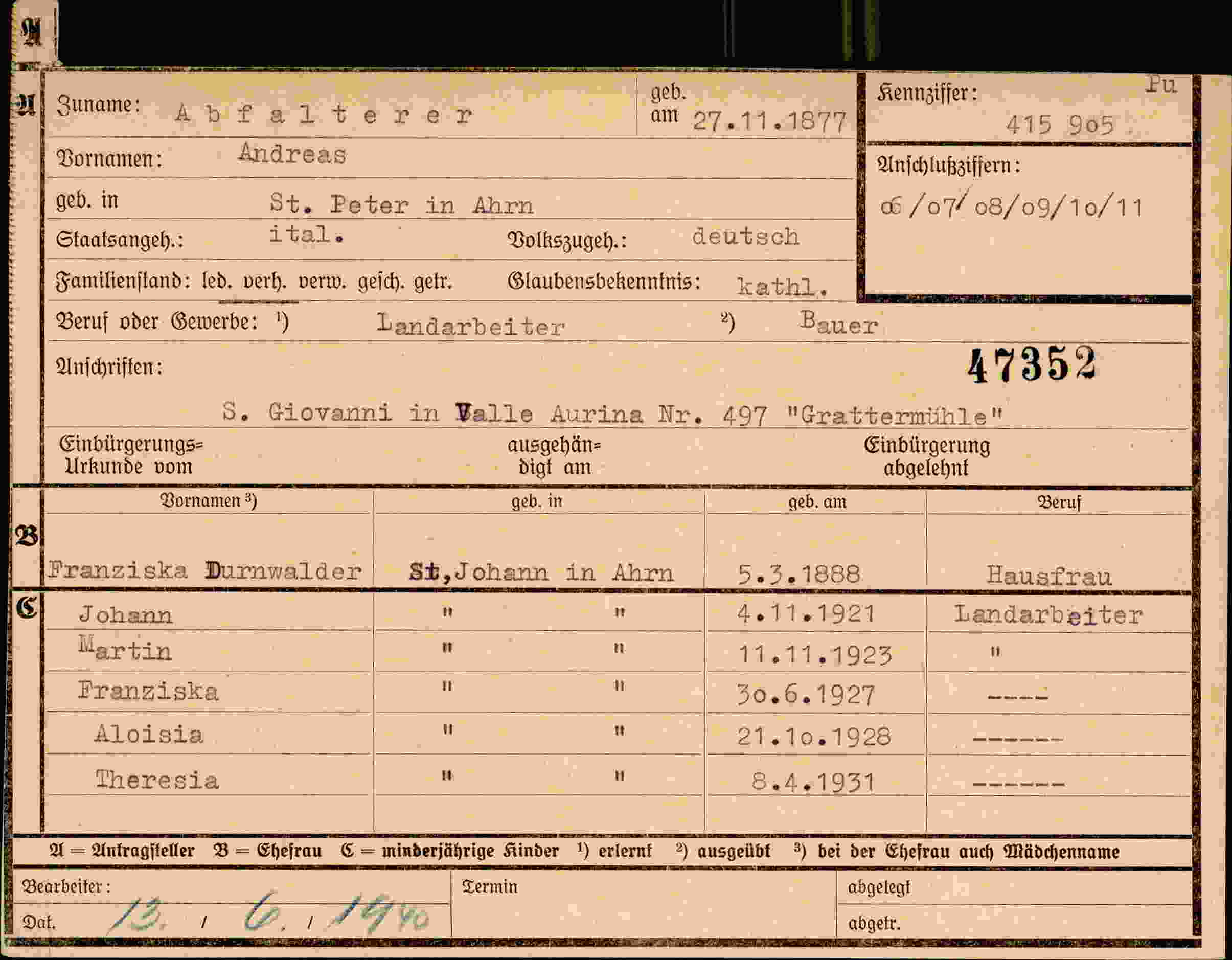 Dokument für Andreas Abfalterer