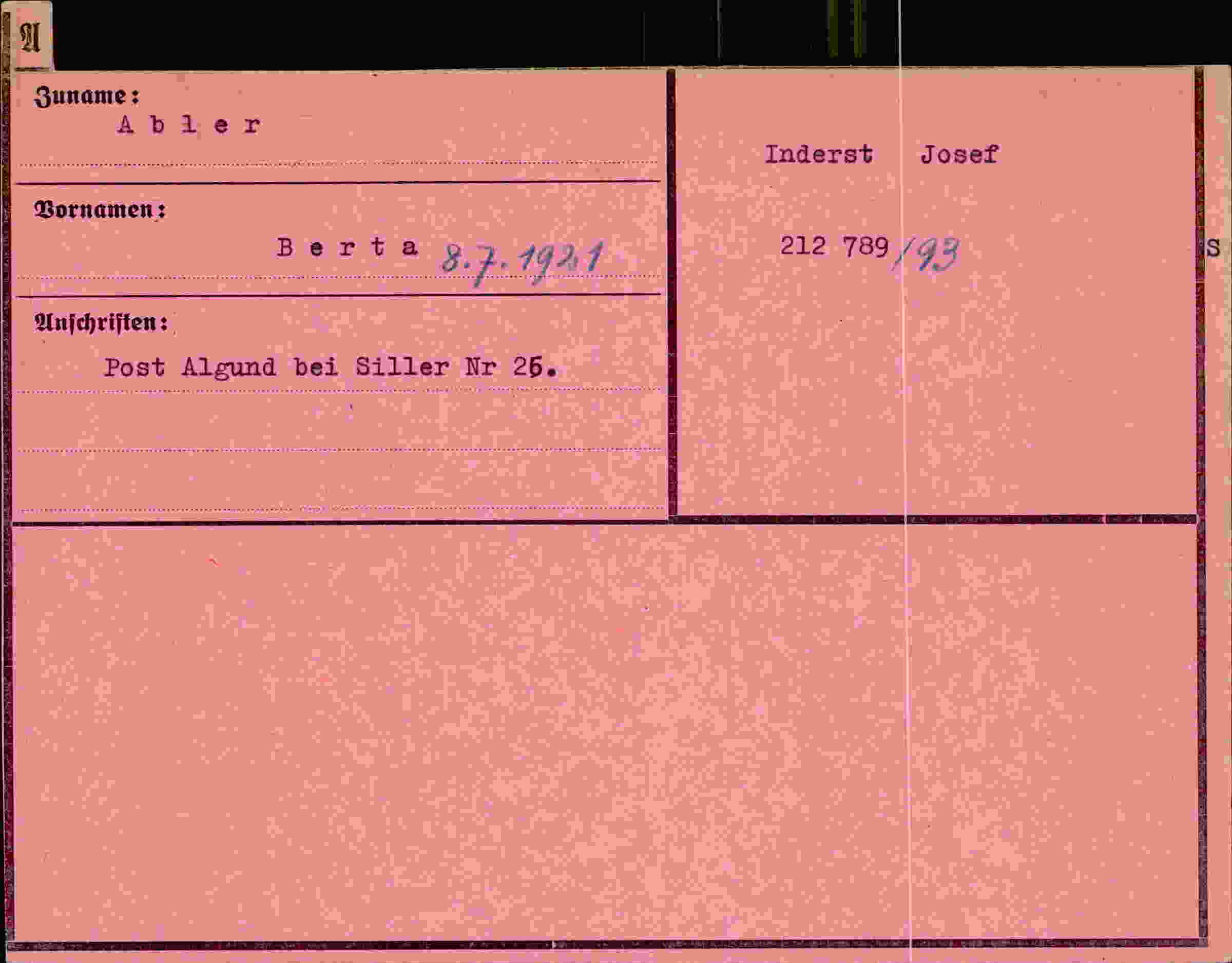 Dokument für Berta Abler