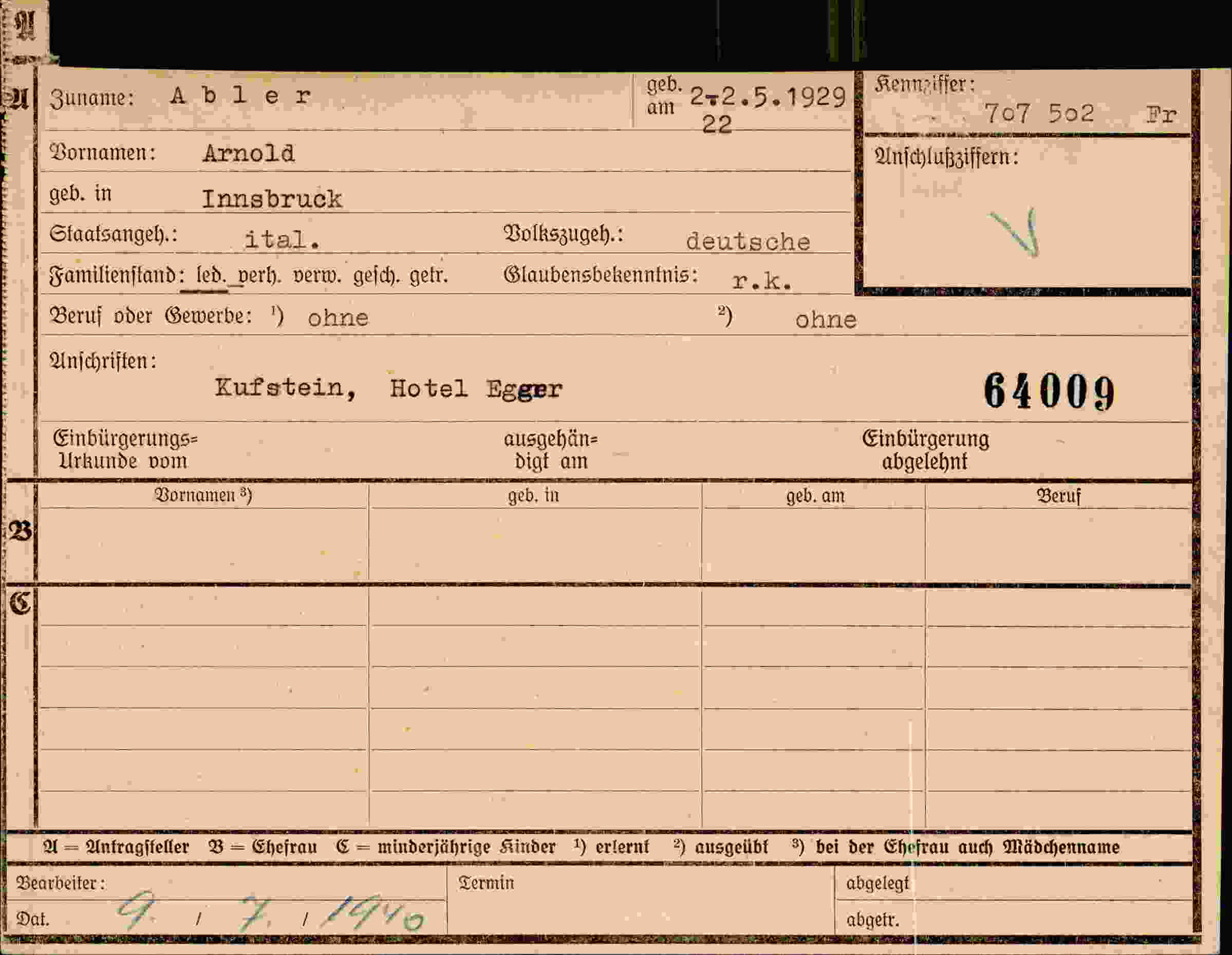 Dokument für Arnold Abler