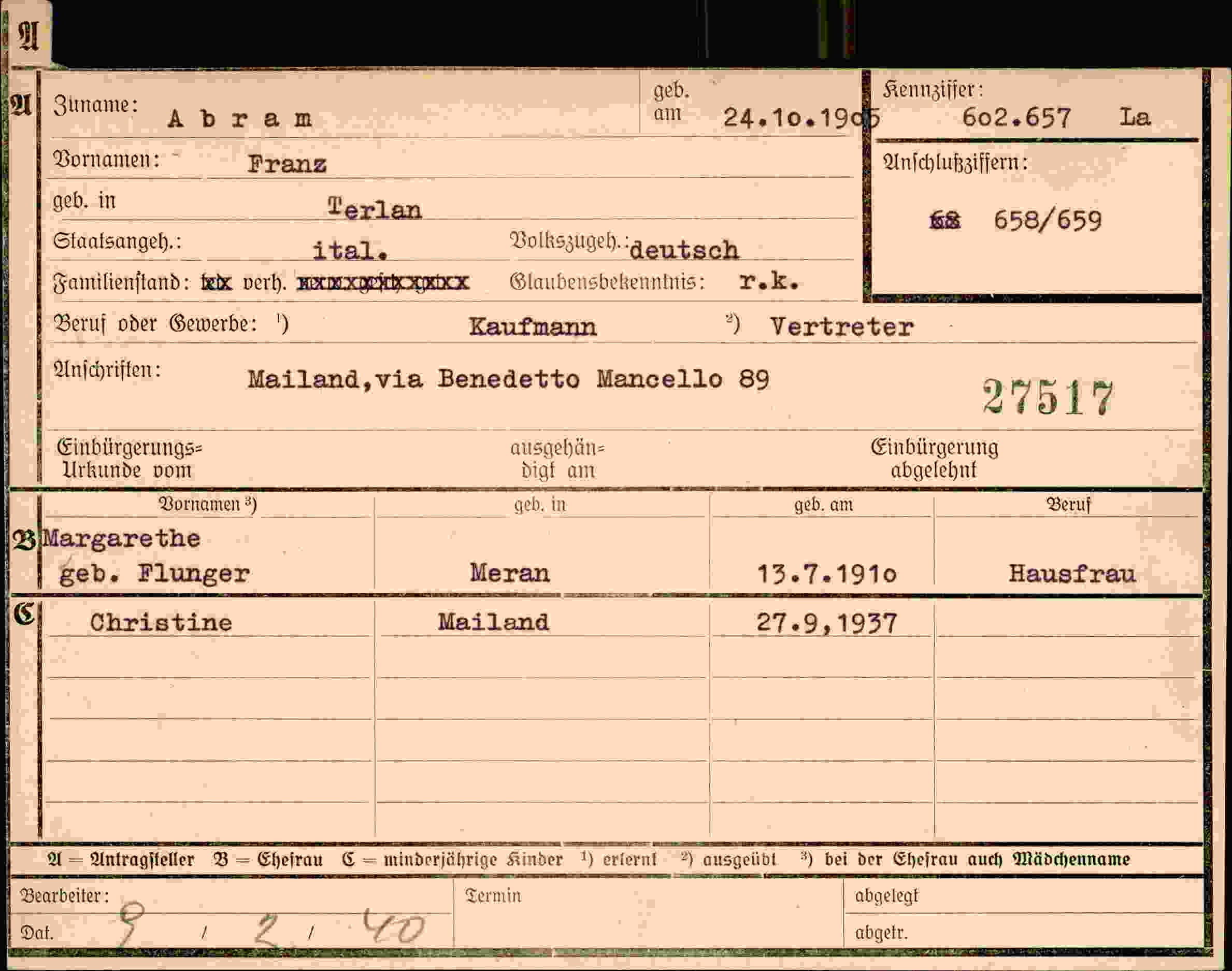 Dokument für Franz Abram