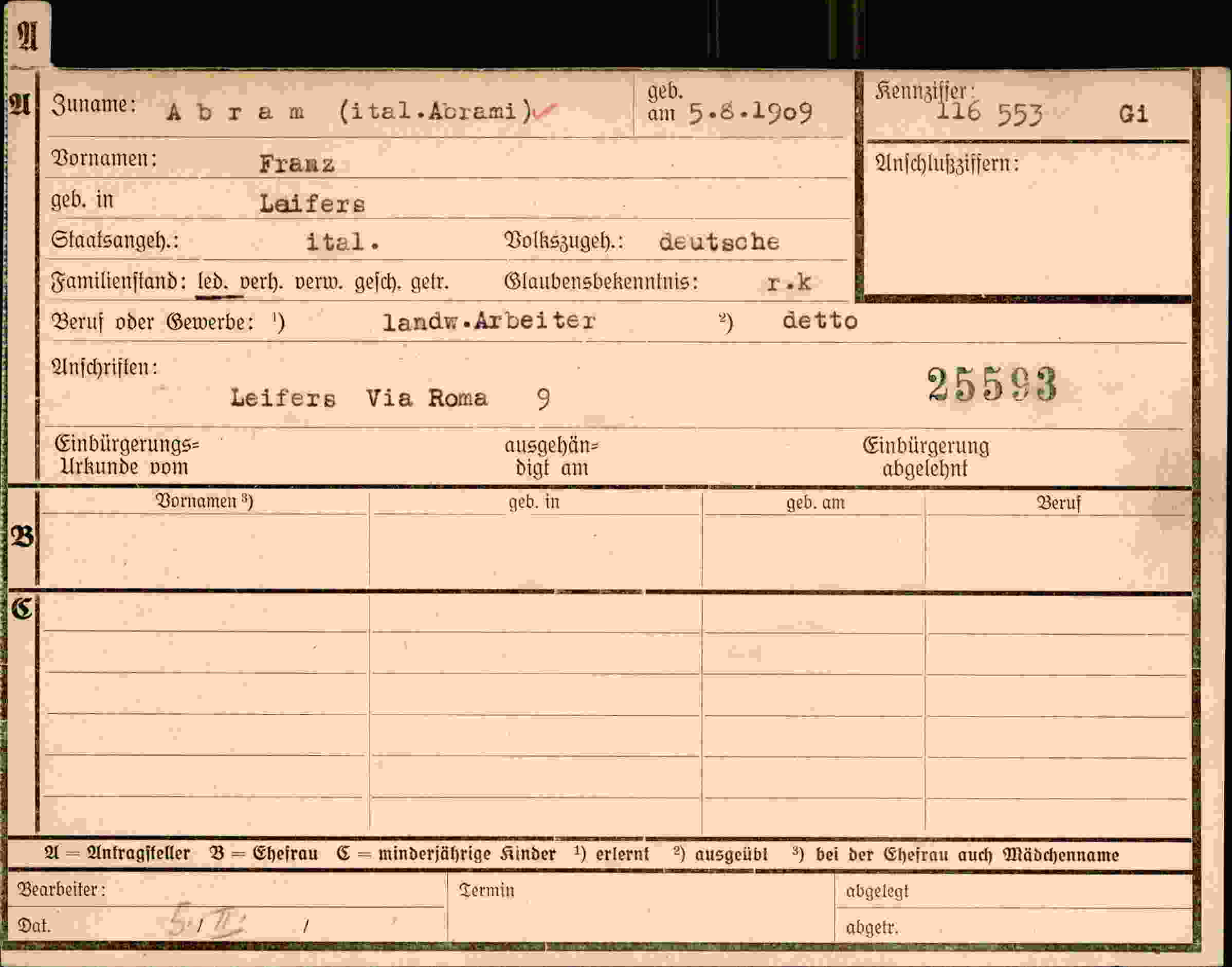 Dokument für Franz Abram