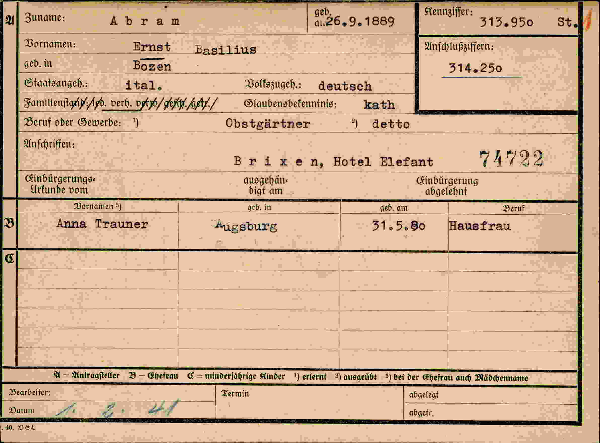 Dokument für Ernst Abram