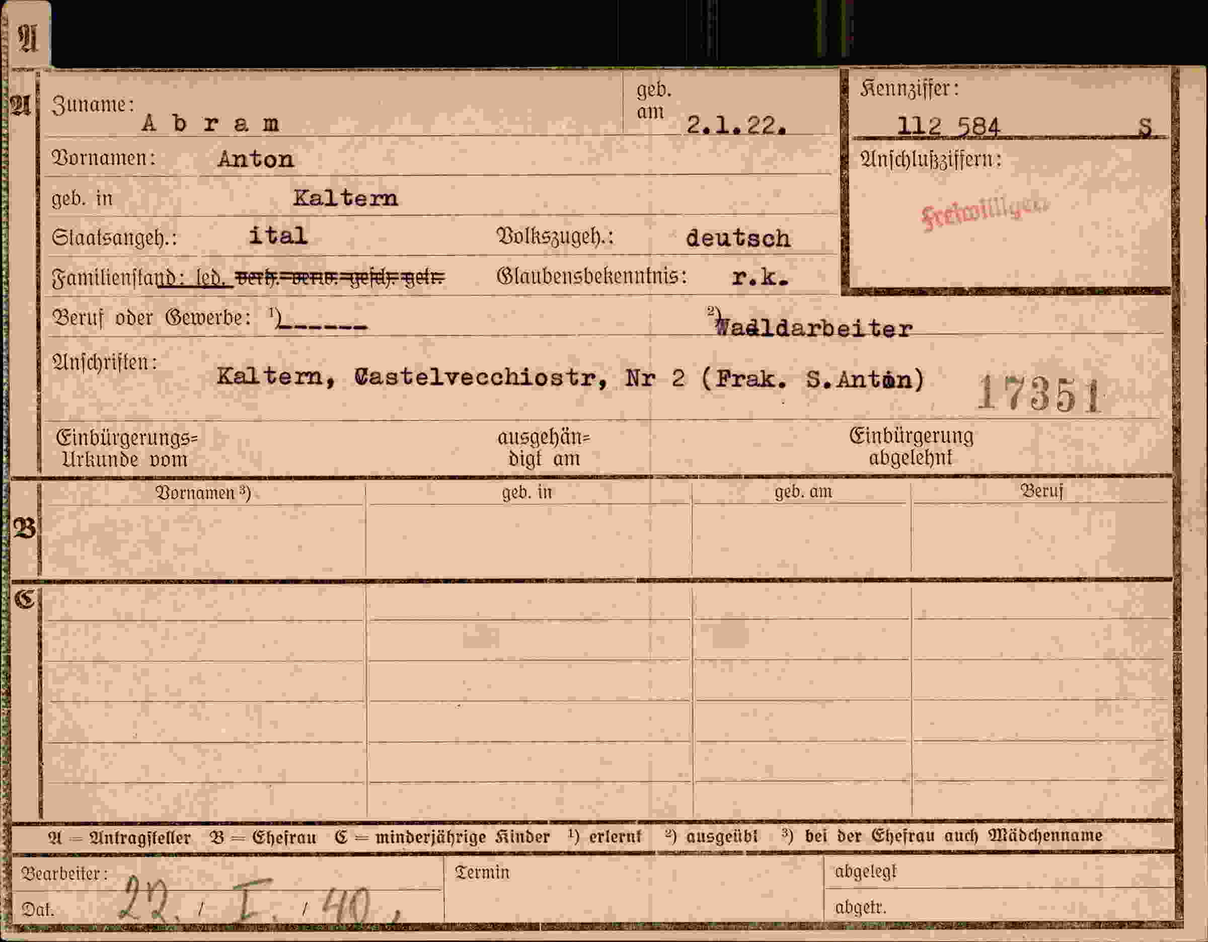 Dokument für Anton Abram